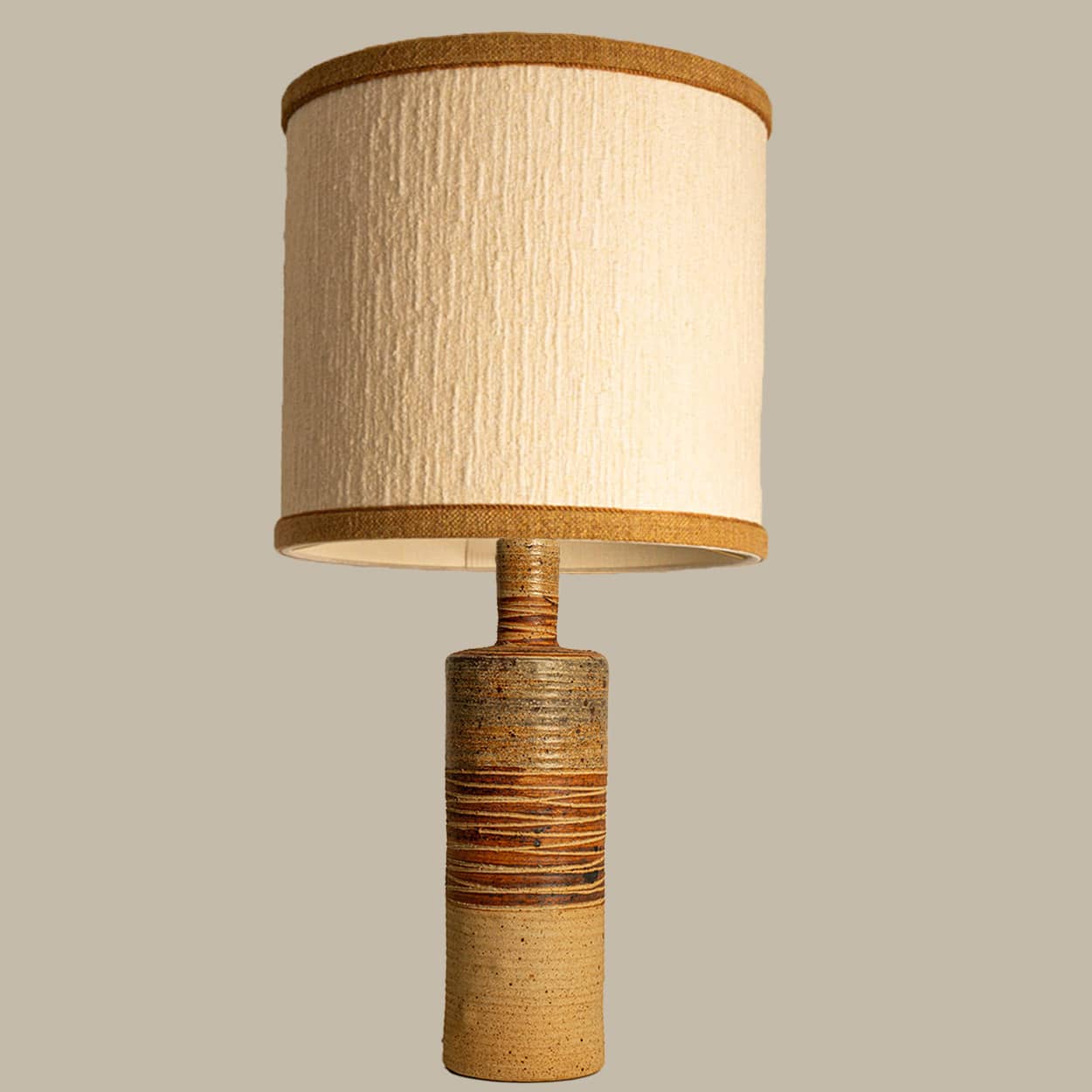 Neutral XL Textured Ceramic Floor Table Lamp, Natural Lampshade by R. Houben