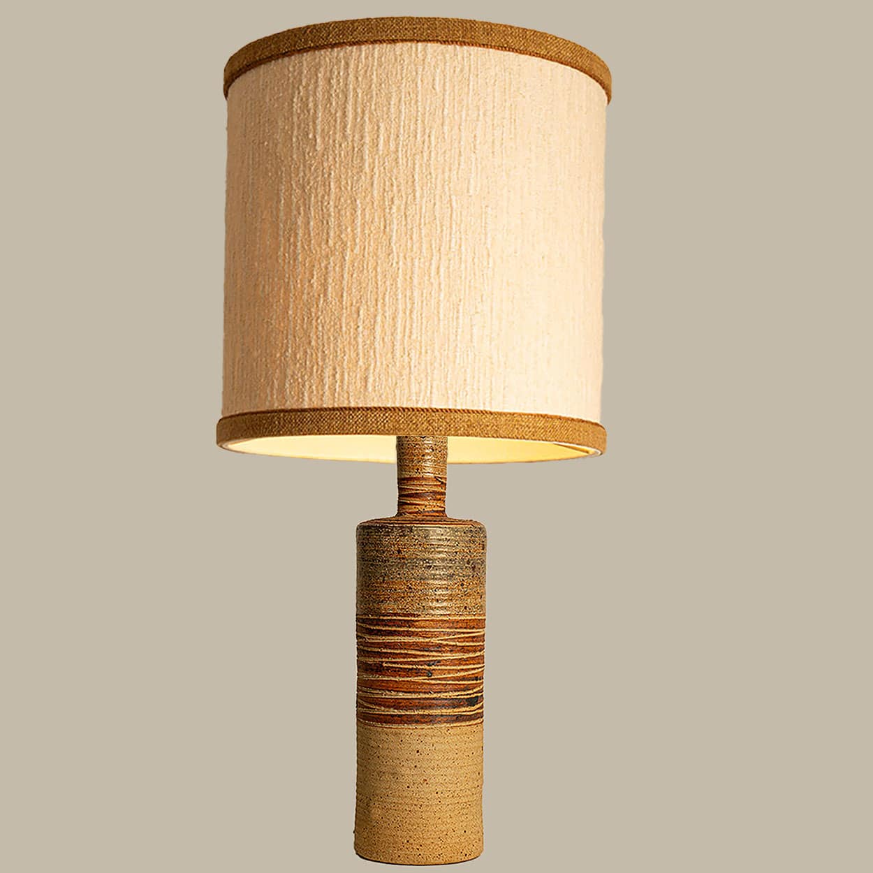 Neutral XL Textured Ceramic Floor Table Lamp, Natural Lampshade by R. Houben