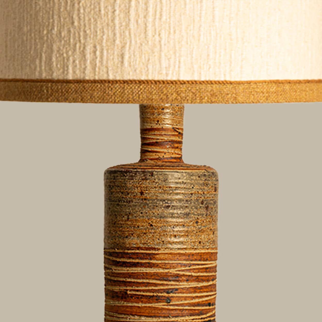 Neutral XL Textured Ceramic Floor Table Lamp, Natural Lampshade by R. Houben