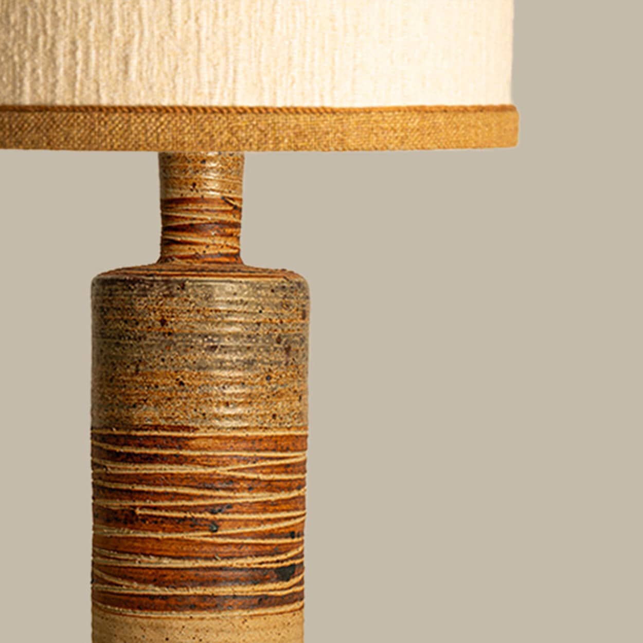 Neutral XL Textured Ceramic Floor Table Lamp, Natural Lampshade by R. Houben