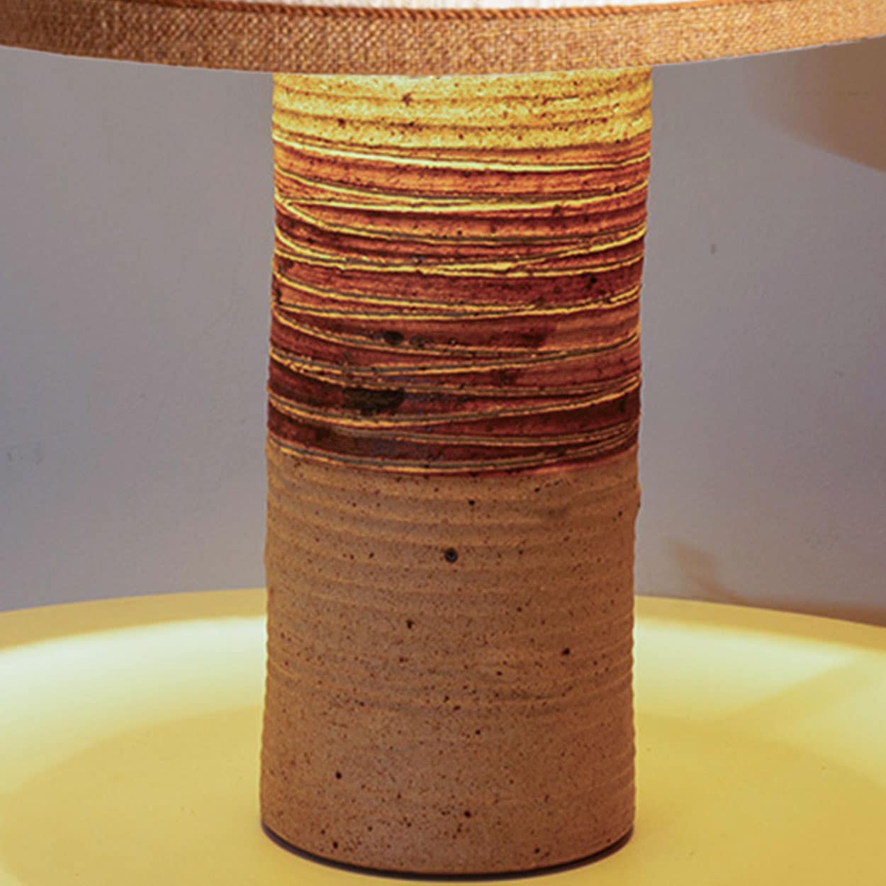 Neutral XL Textured Ceramic Floor Table Lamp, Natural Lampshade by R. Houben