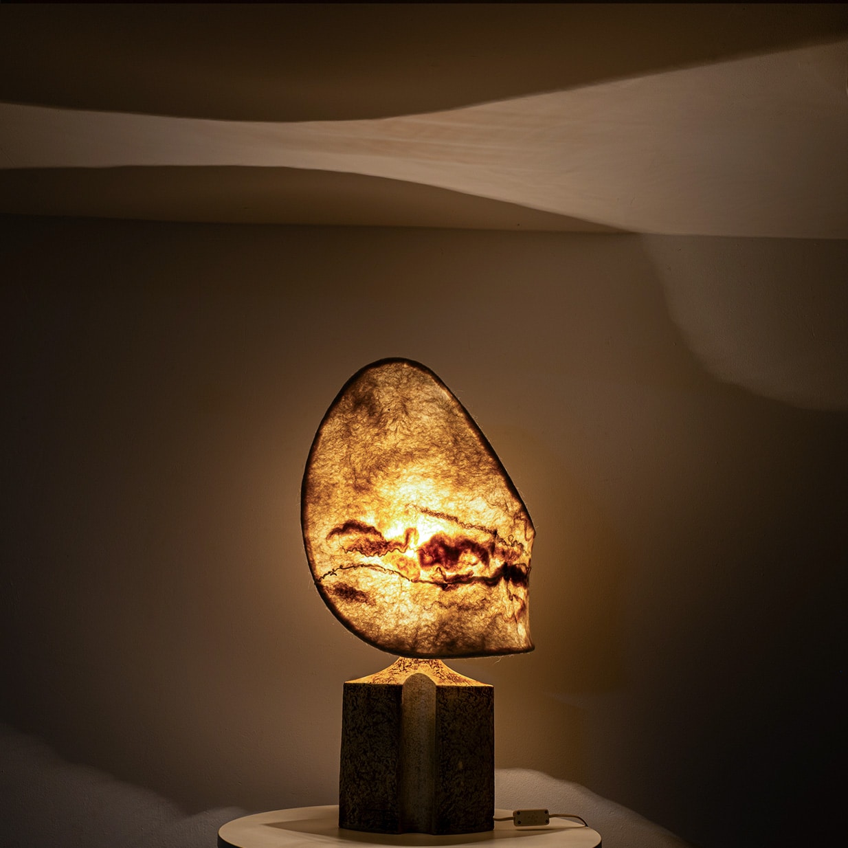 Ceramic Table Lamp for Soholm with Unique New Handmade Felt Shade, Denmark 1960