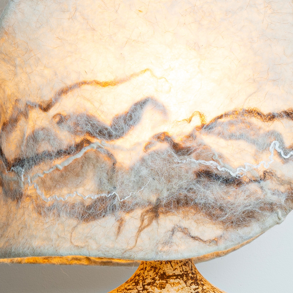 Ceramic Table Lamp for Soholm with Unique New Handmade Felt Shade, Denmark 1960