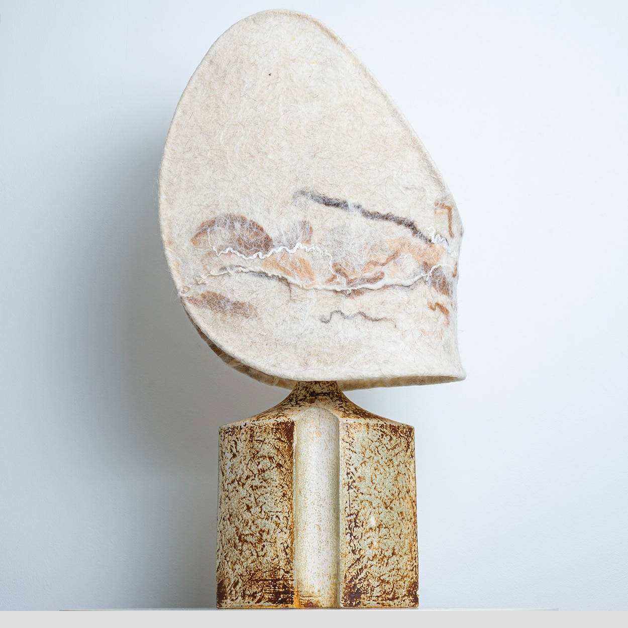 Ceramic Table Lamp for Soholm with Unique New Handmade Felt Shade, Denmark 1960