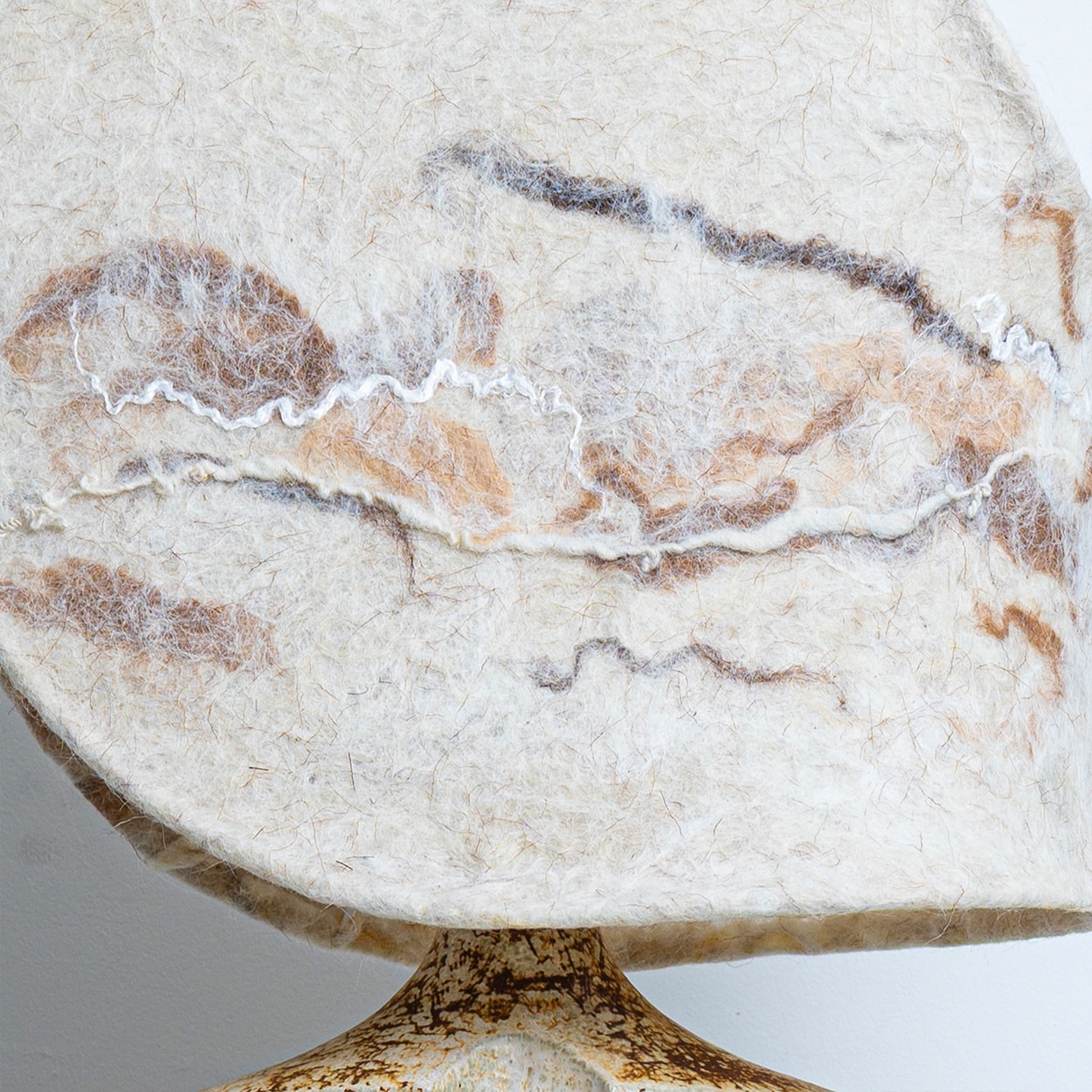 Ceramic Table Lamp for Soholm with Unique New Handmade Felt Shade, Denmark 1960