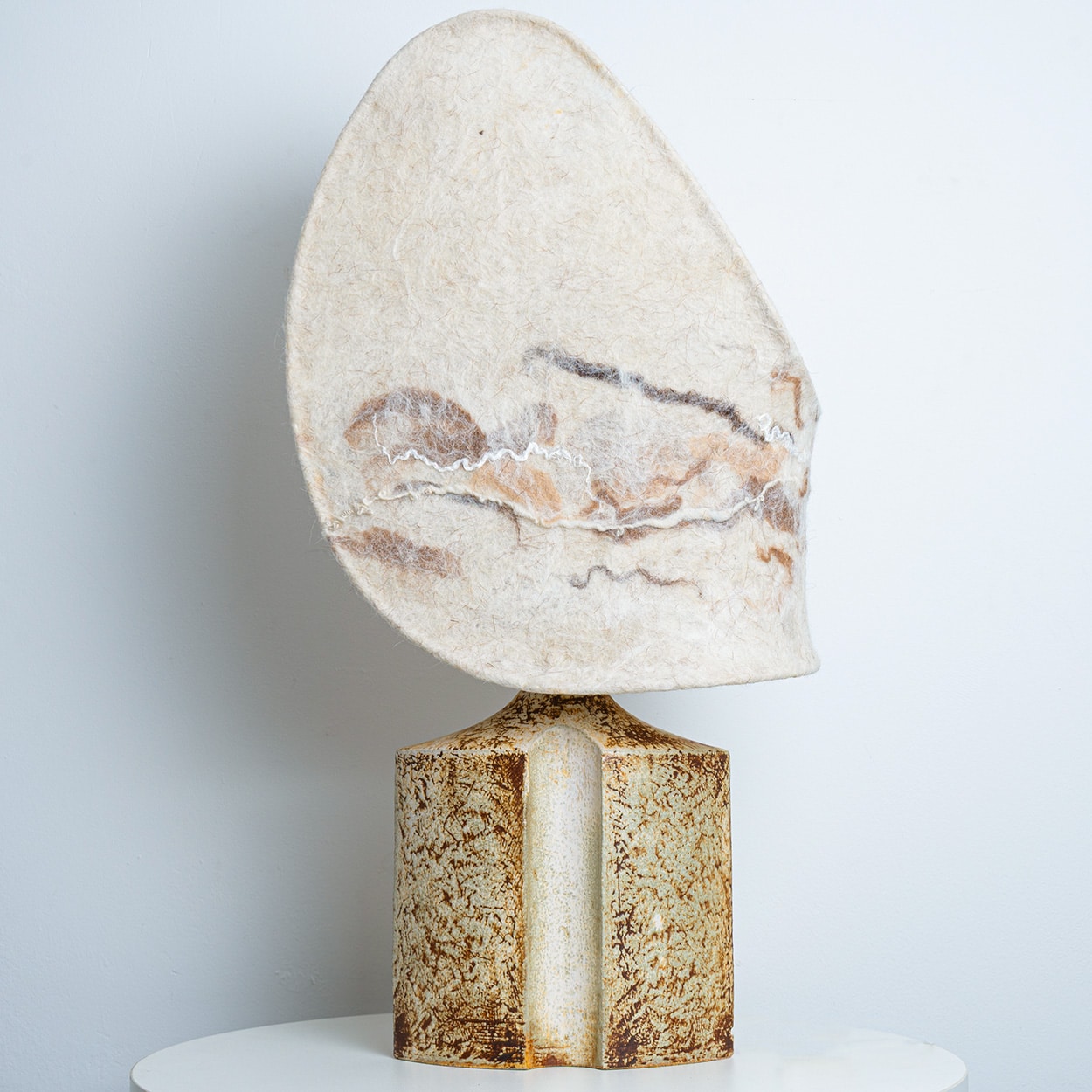 Ceramic Table Lamp for Soholm with Unique New Handmade Felt Shade, Denmark 1960