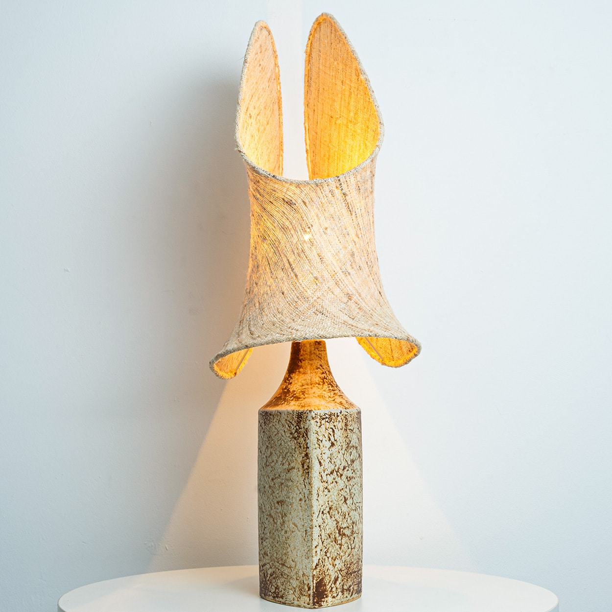 Ceramic Table Lamp for Soholm with Unique New Handmade Shade, Denmark 1960