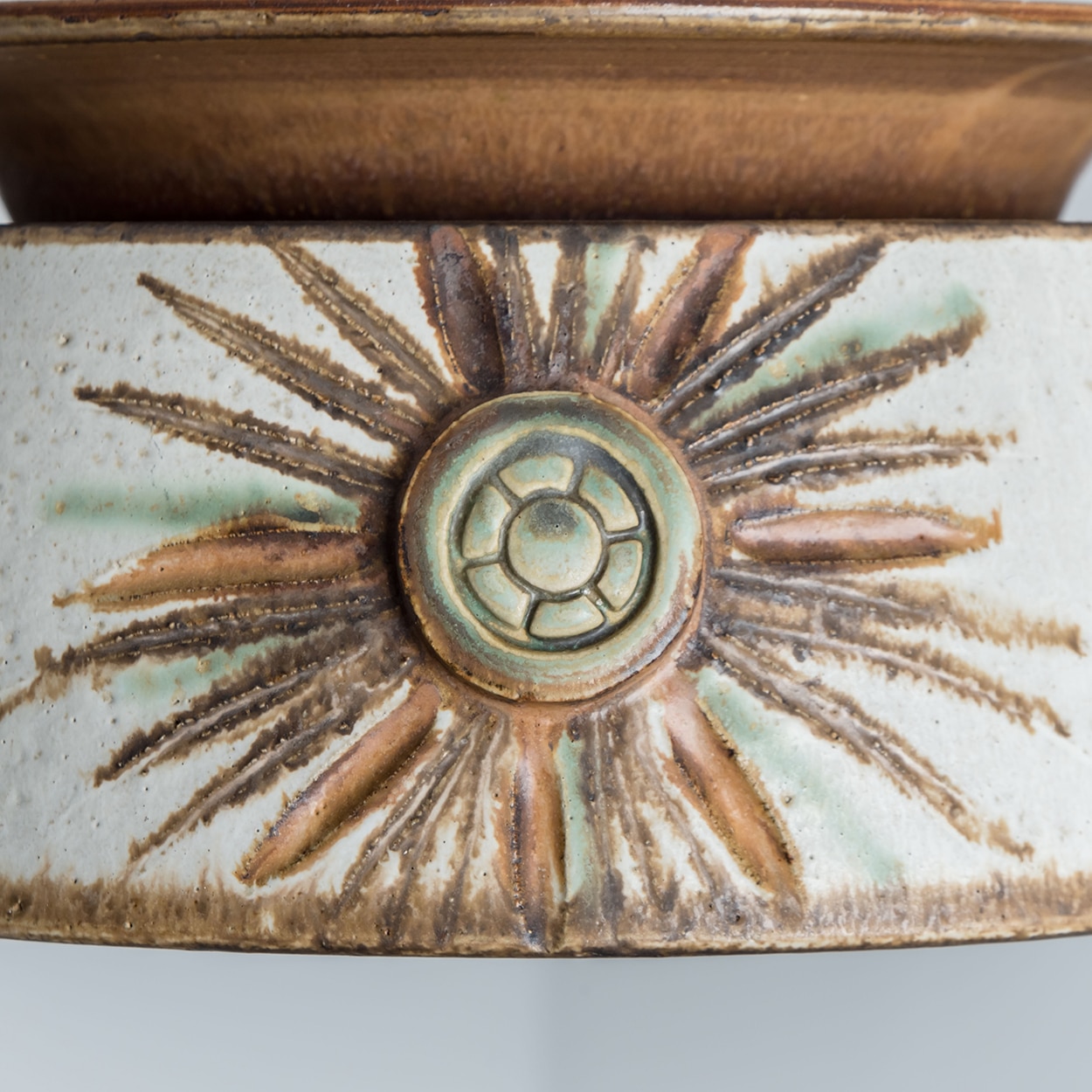 1 of the 2 Axella Ceramic Taupe Green Ceramic Pendant Lights, Denmark, 1970