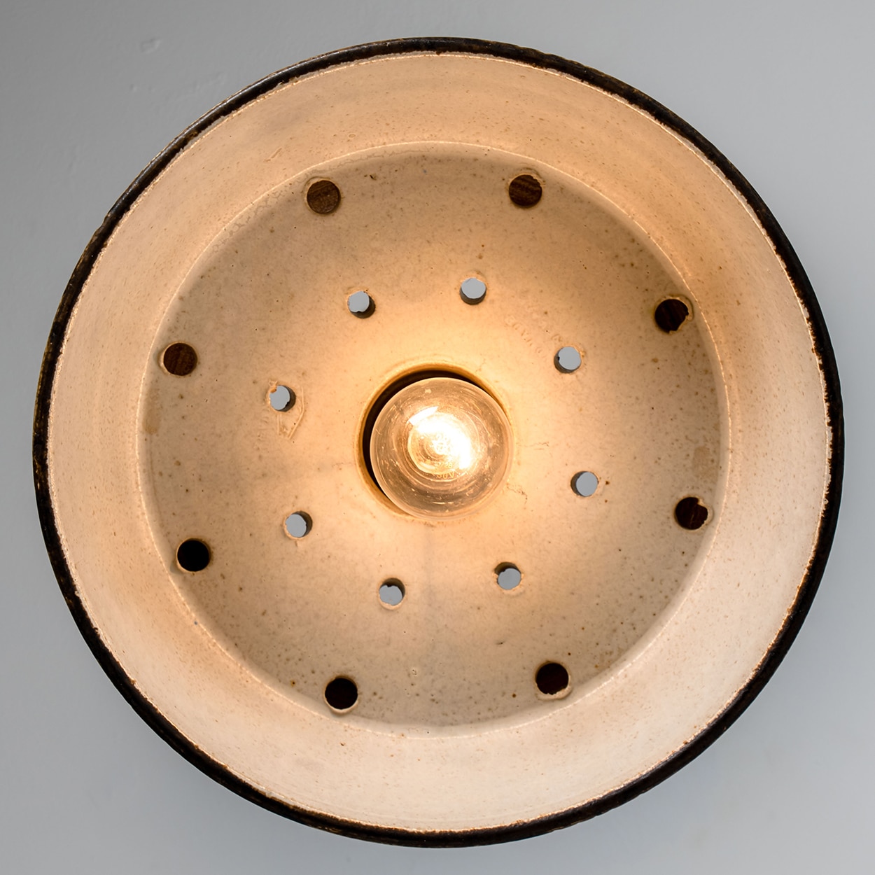 1 of the 2 Axella Ceramic Taupe Green Ceramic Pendant Lights, Denmark, 1970