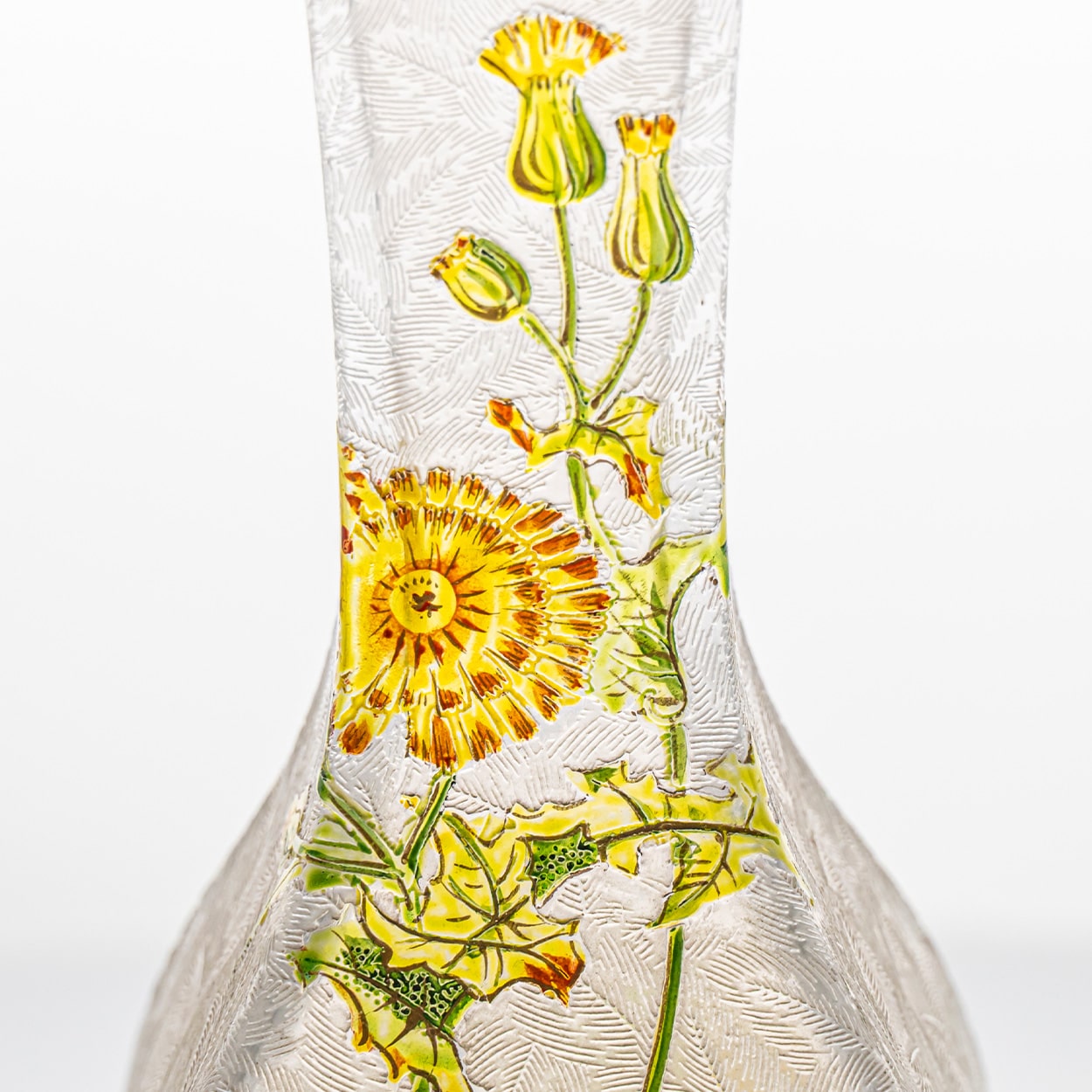 Jugendstil Baccarat Antique Art Glass Dandelion Vase, France