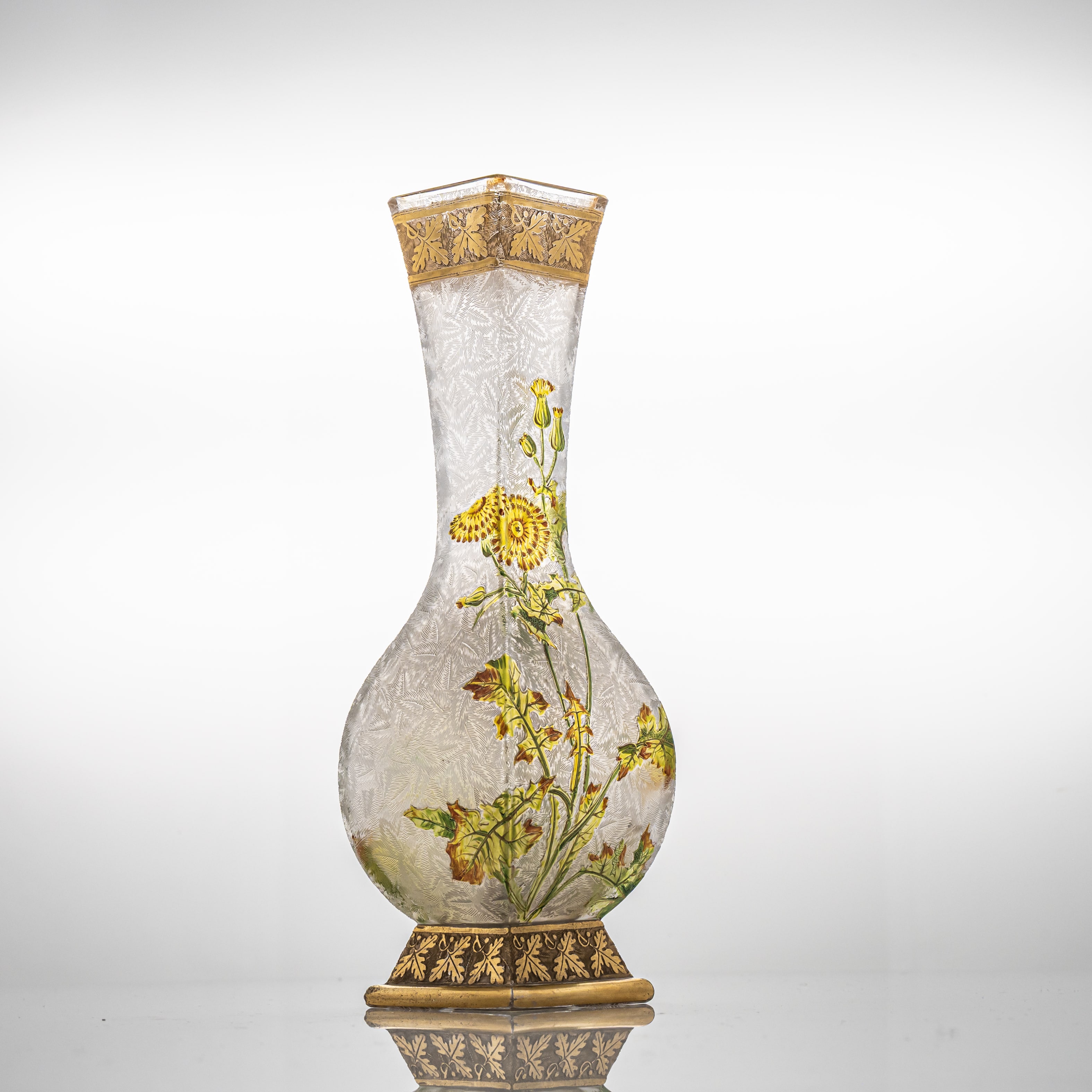 Jugendstil Baccarat Antique Art Glass Dandelion Vase, France