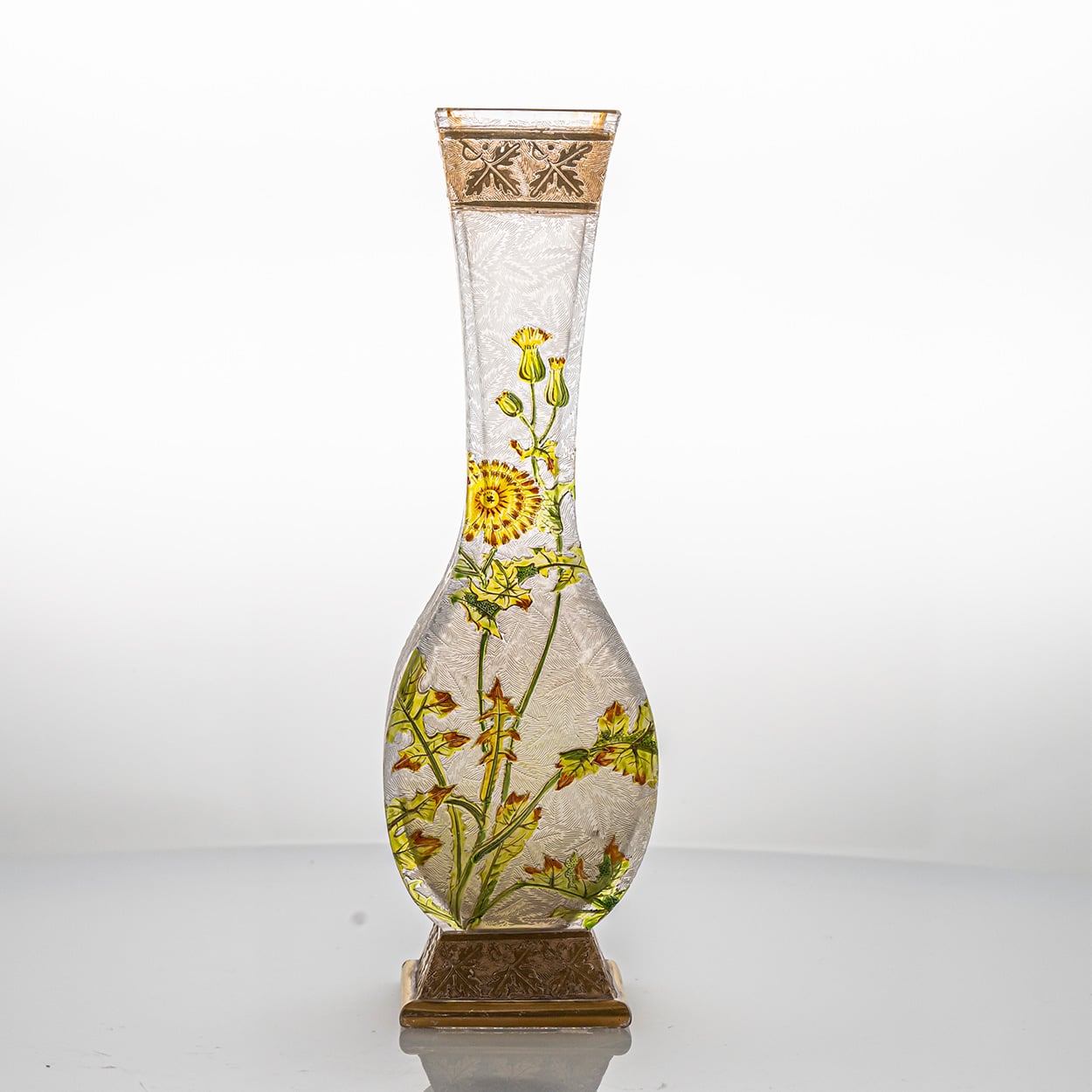 Jugendstil Baccarat Antique Art Glass Dandelion Vase, France