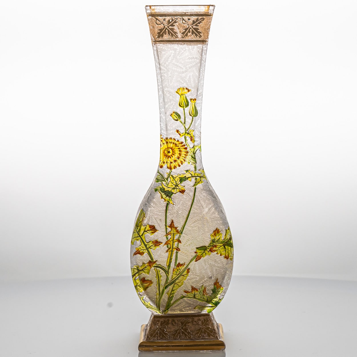 Jugendstil Baccarat Antique Art Glass Dandelion Vase, France