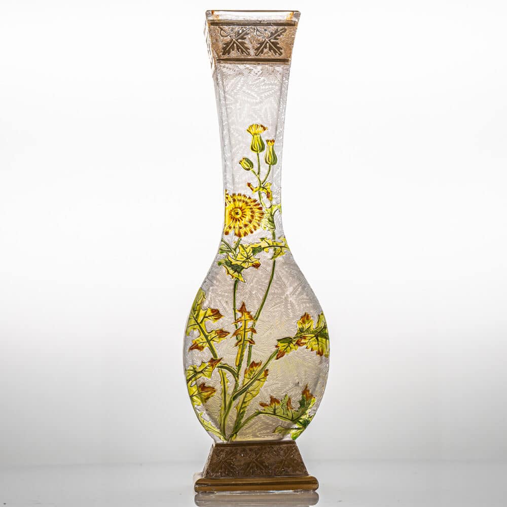 Jugendstil Baccarat Antique Art Glass Dandelion Vase, France