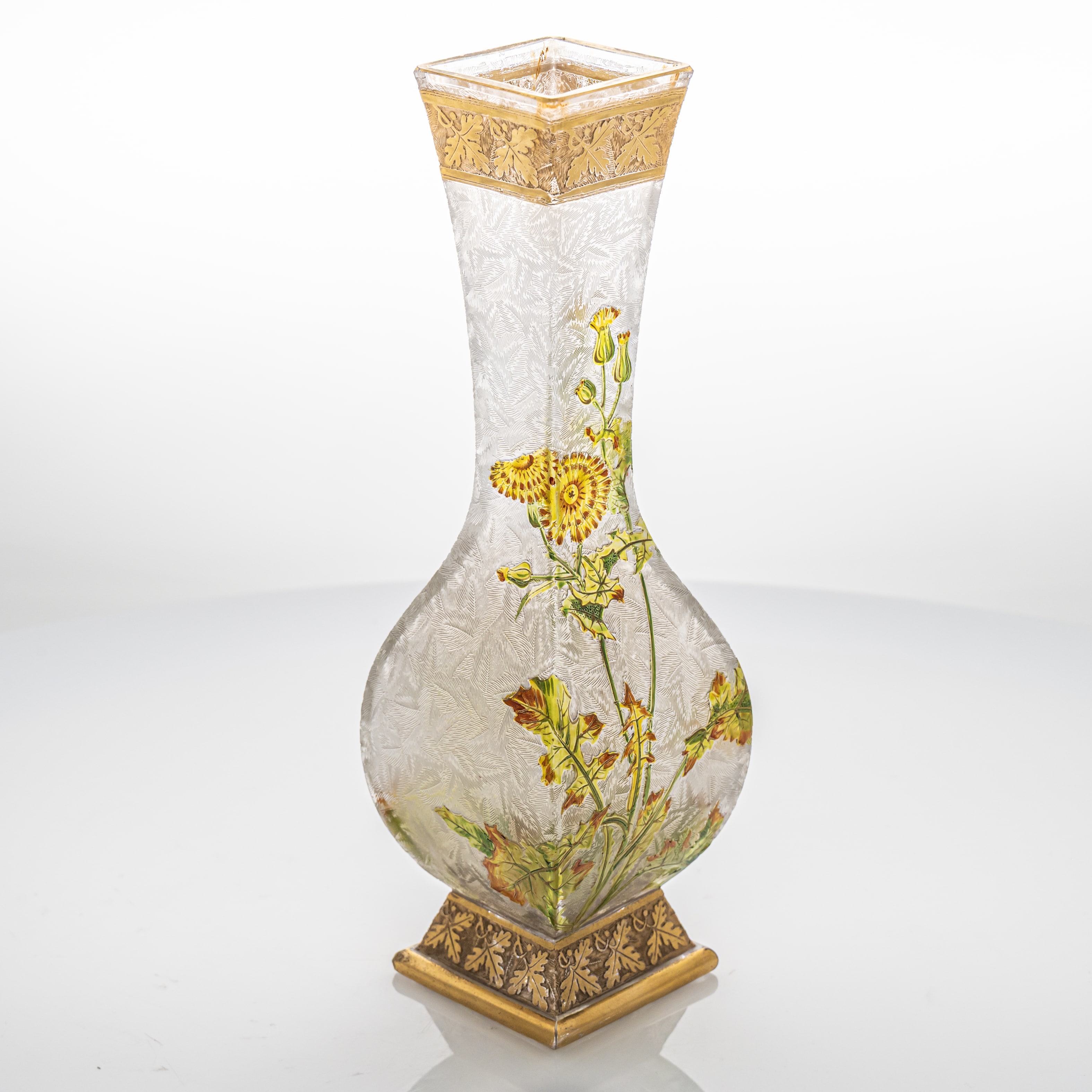 Jugendstil Baccarat Antique Art Glass Dandelion Vase, France