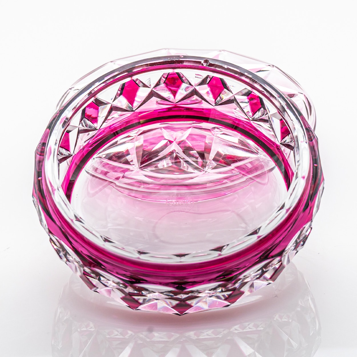 Baccarat Candy Jar, Deep Pink Crystal, France