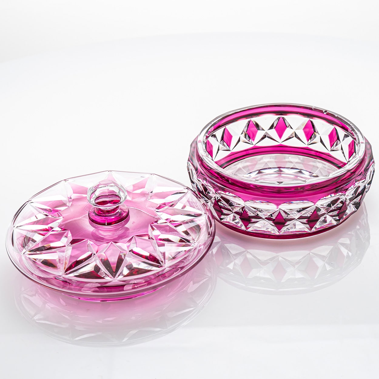 Baccarat Candy Jar, Deep Pink Crystal, France