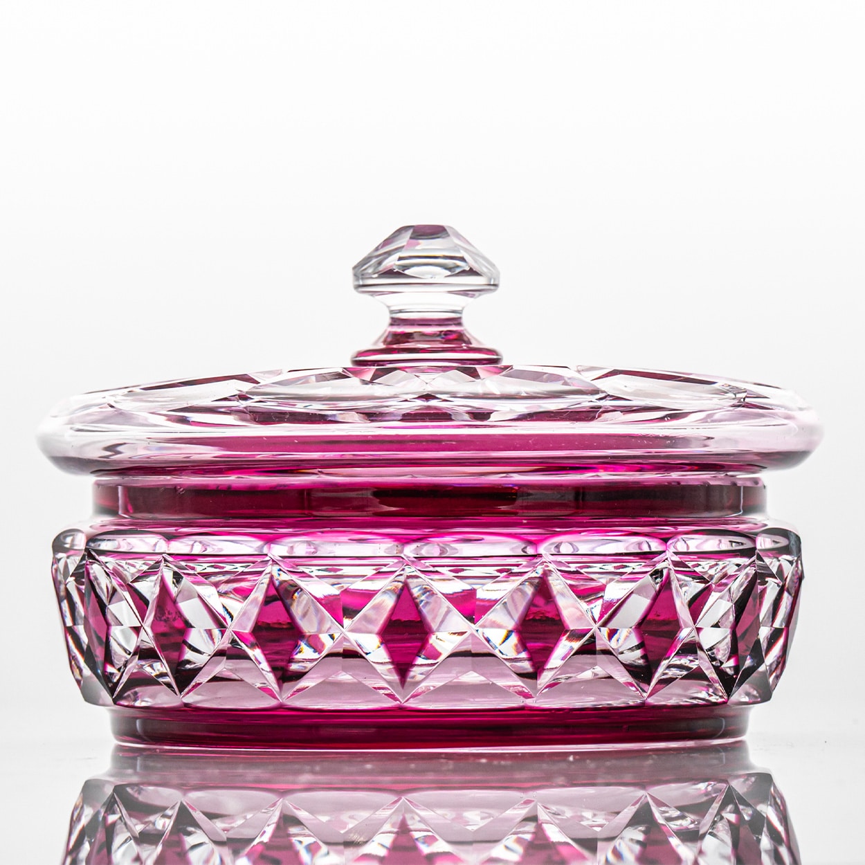 Baccarat Candy Jar, Deep Pink Crystal, France