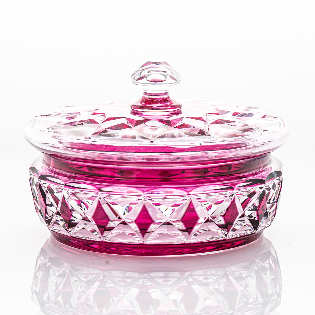 Baccarat Candy Jar, Deep Pink Crystal, France