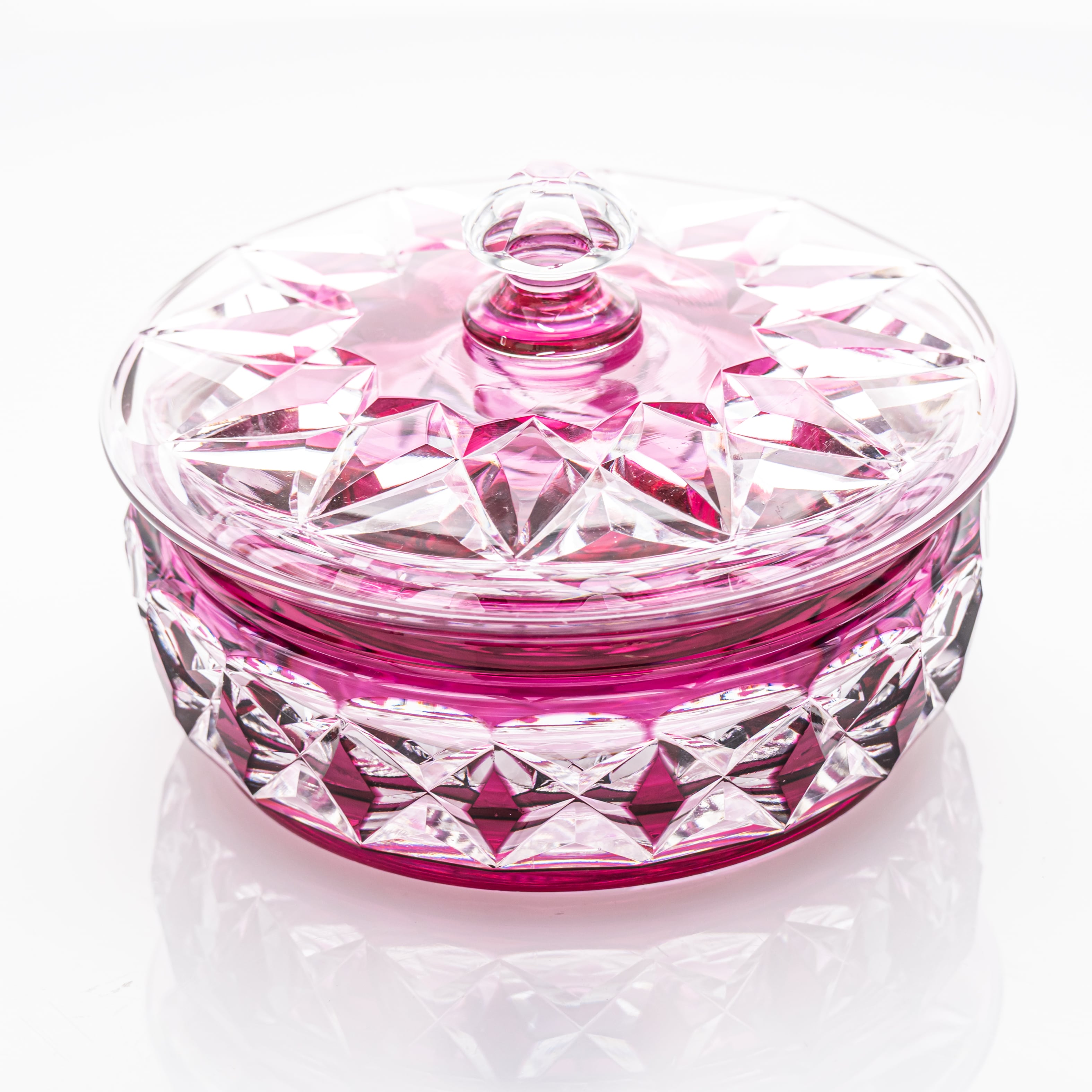Baccarat Candy Jar, Deep Pink Crystal, France