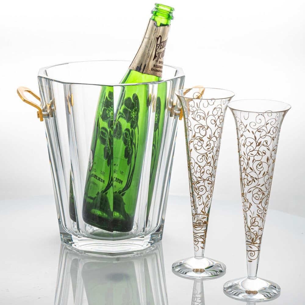 Pair of 2 Baccarat Crystal Glasses with Wine Cooler, France