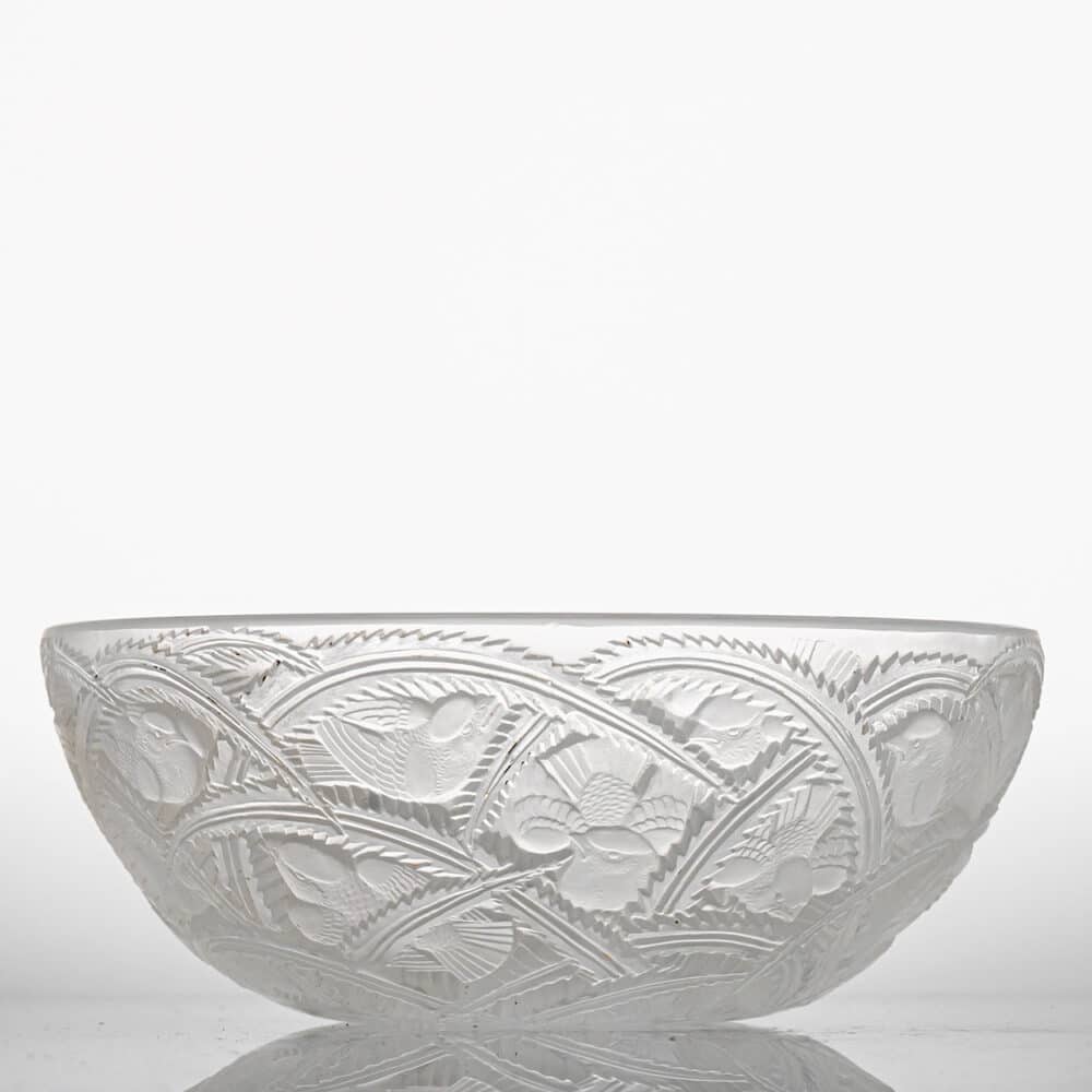 Structured Exquisite Clear Crystal Bowl by Lalique, France