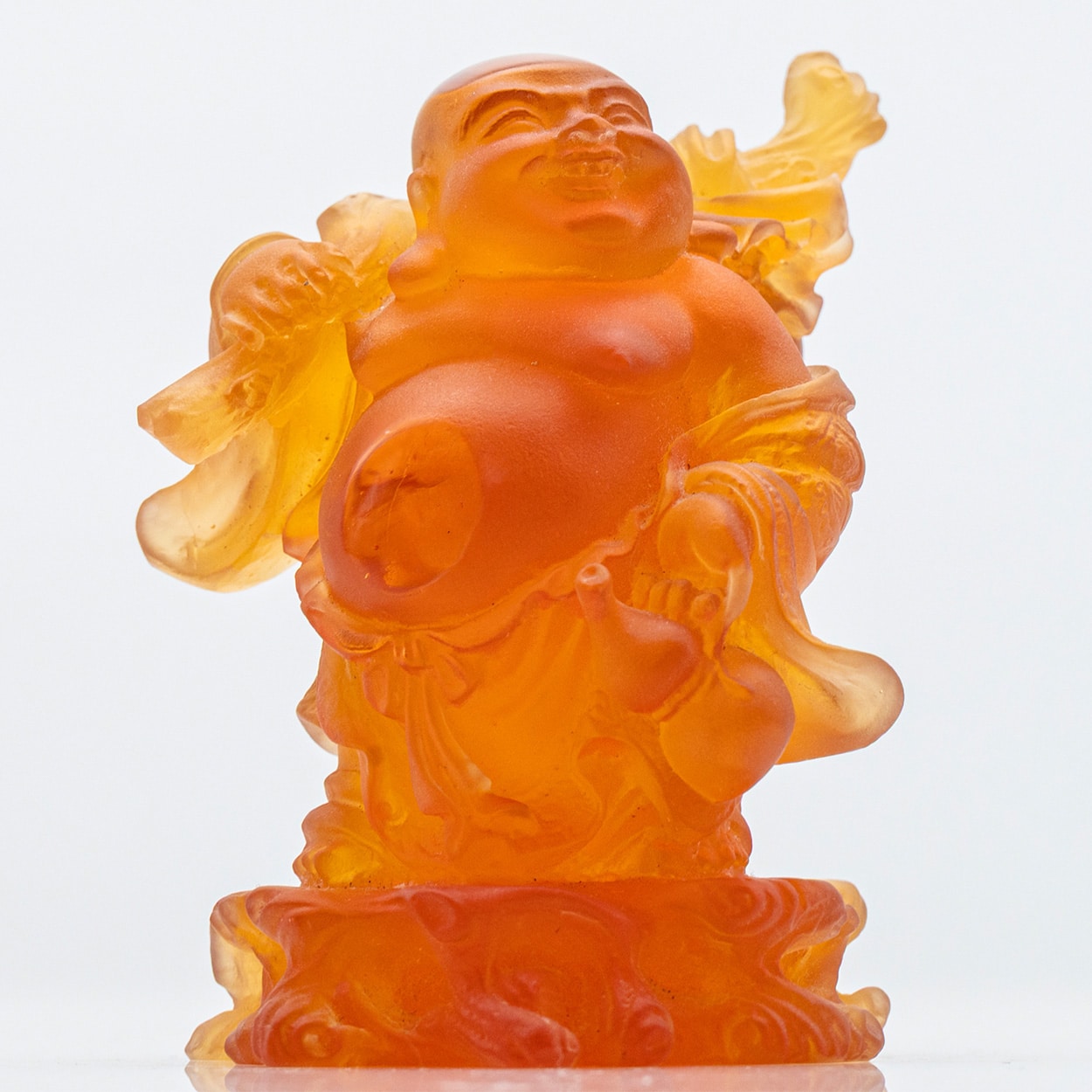 Daum Art Glass Brown Orange Buddha Sculpture, France