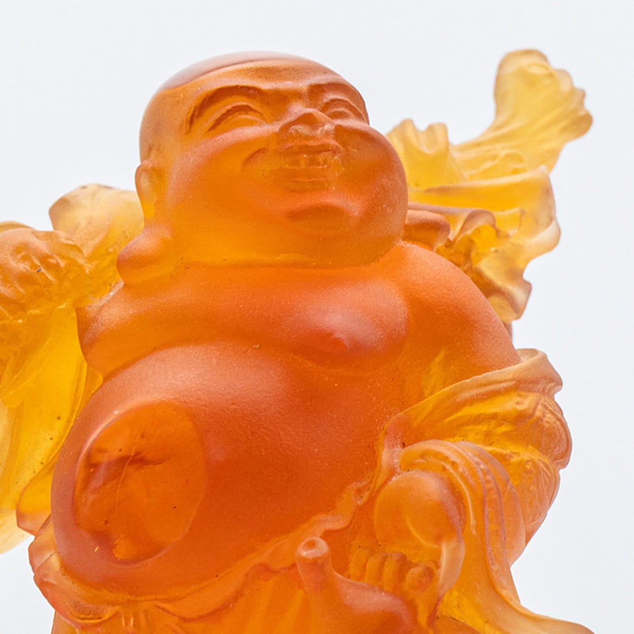 Daum Art Glass Brown Orange Buddha Sculpture, France
