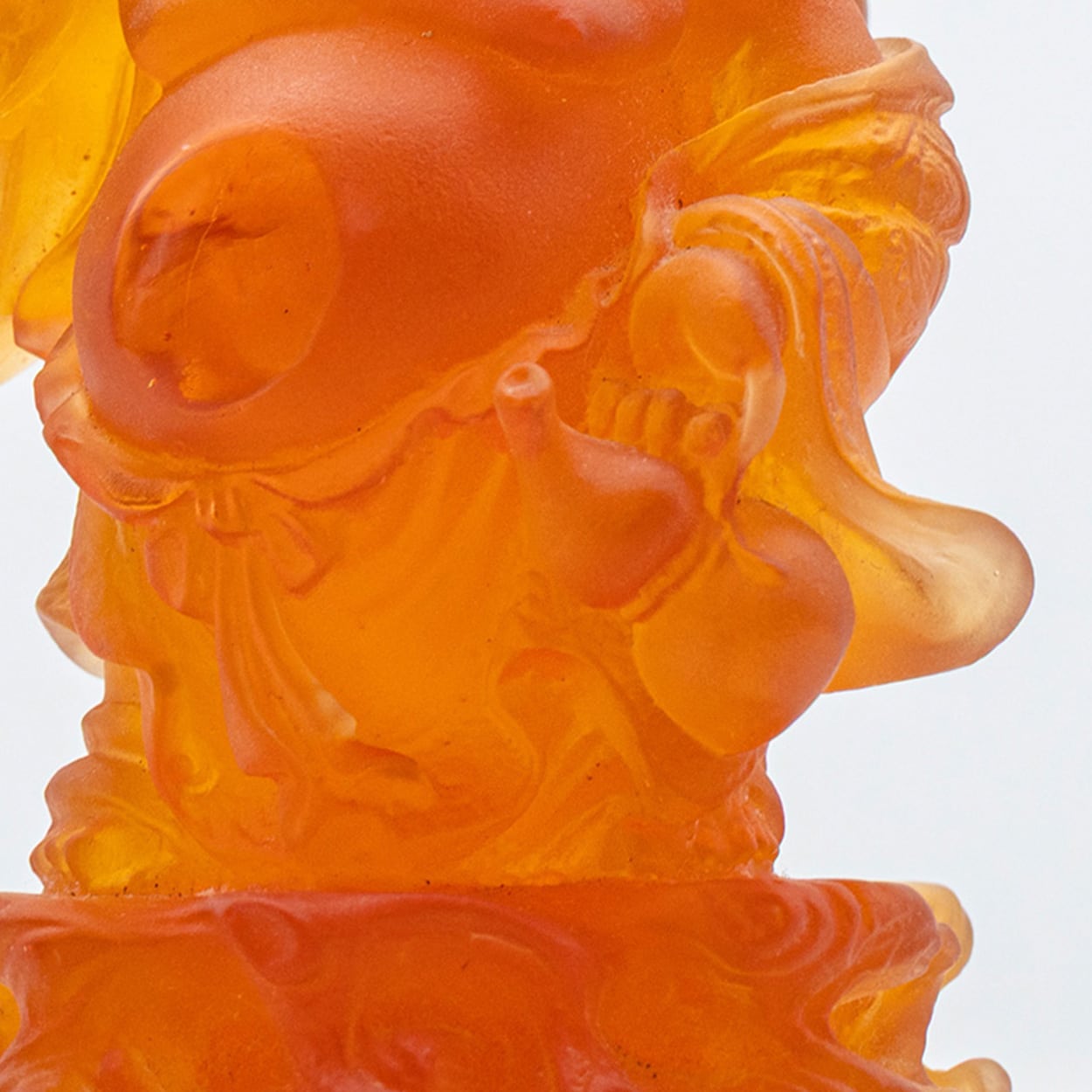 Daum Art Glass Brown Orange Buddha Sculpture, France