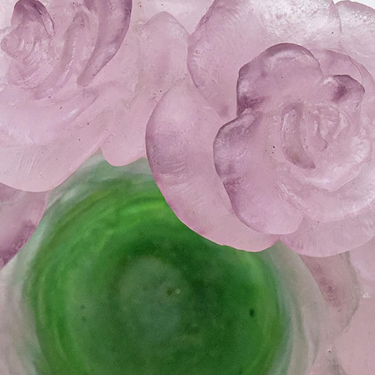 Daum Art Glass Vase Roses Pink Green, France
