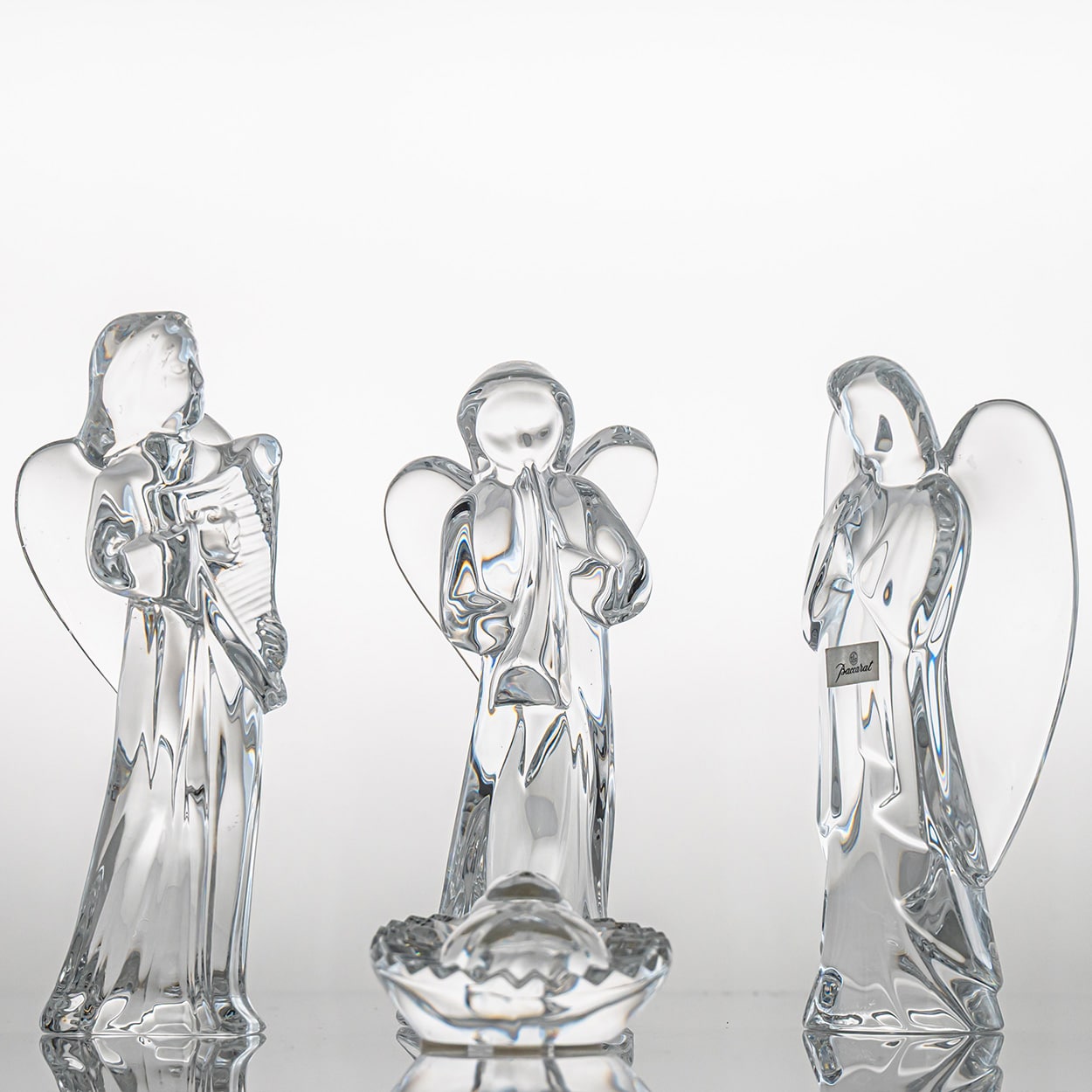 Baccarat Signed Crystal Christmas Story Set of Three Angels, France