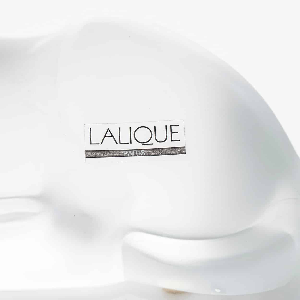 Lalique Signed Frosted Crystal Lion Sculpture, France