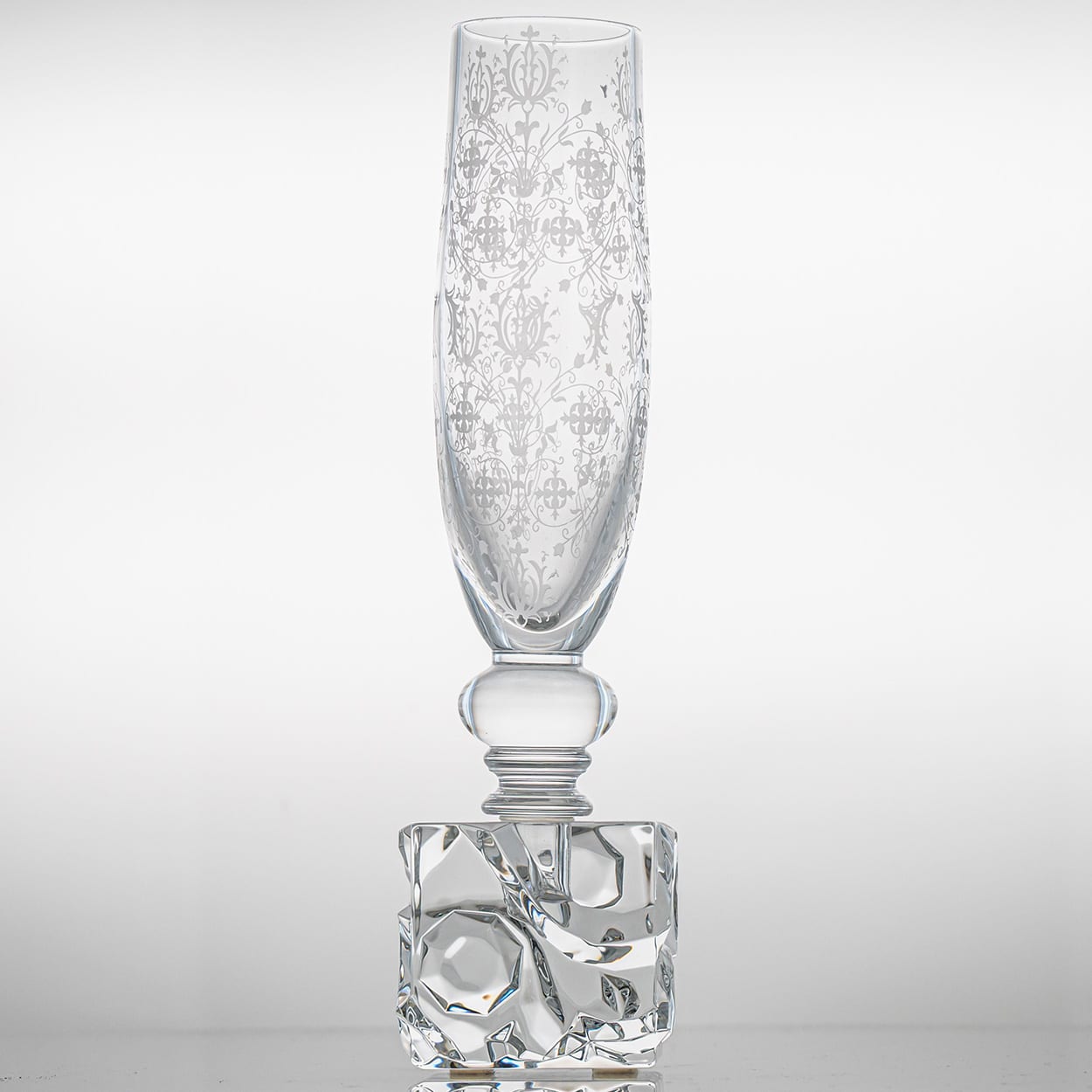 Pair of Baccarat Structured Exquisite Clear Crystal Vase, France