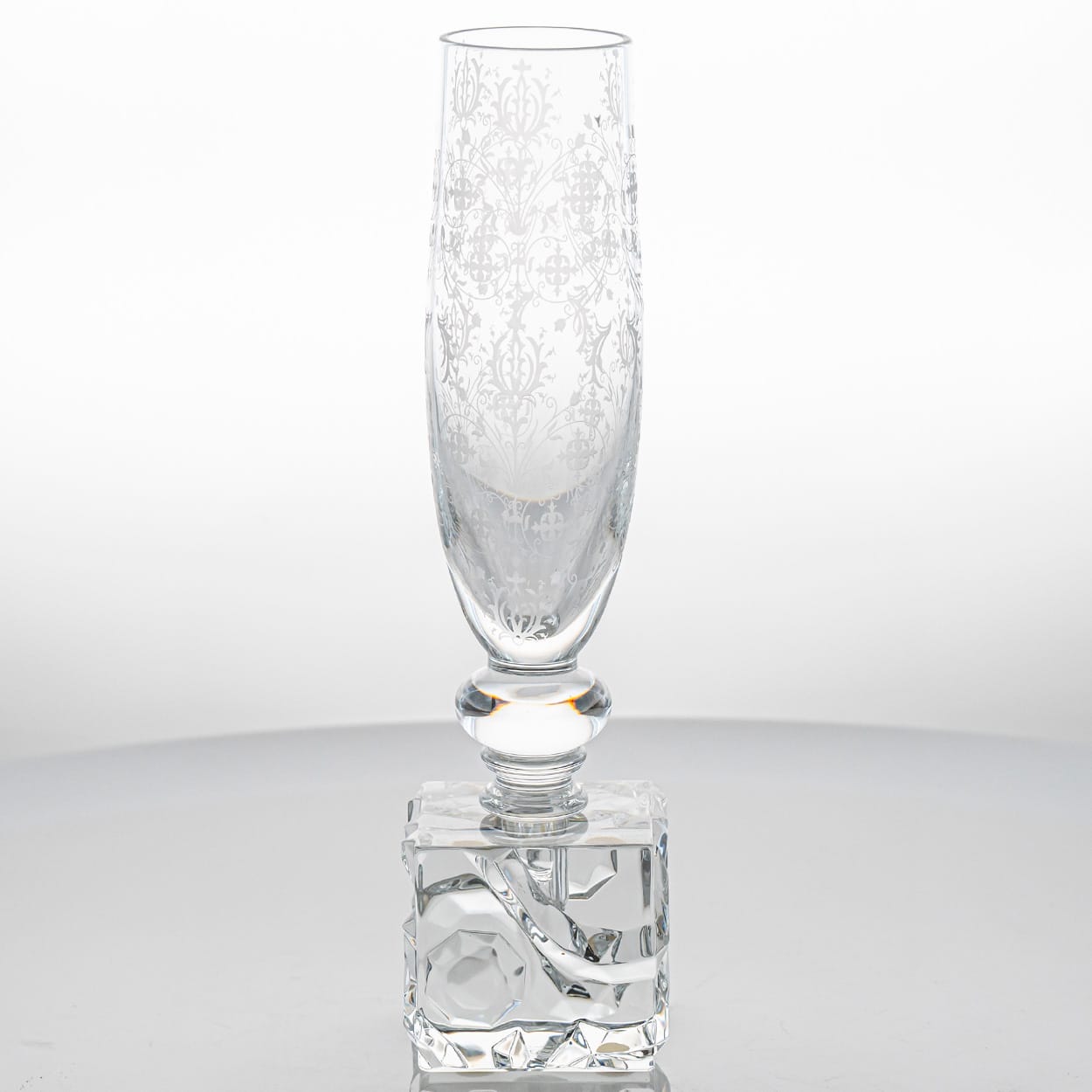 Pair of Baccarat Structured Exquisite Clear Crystal Vase, France