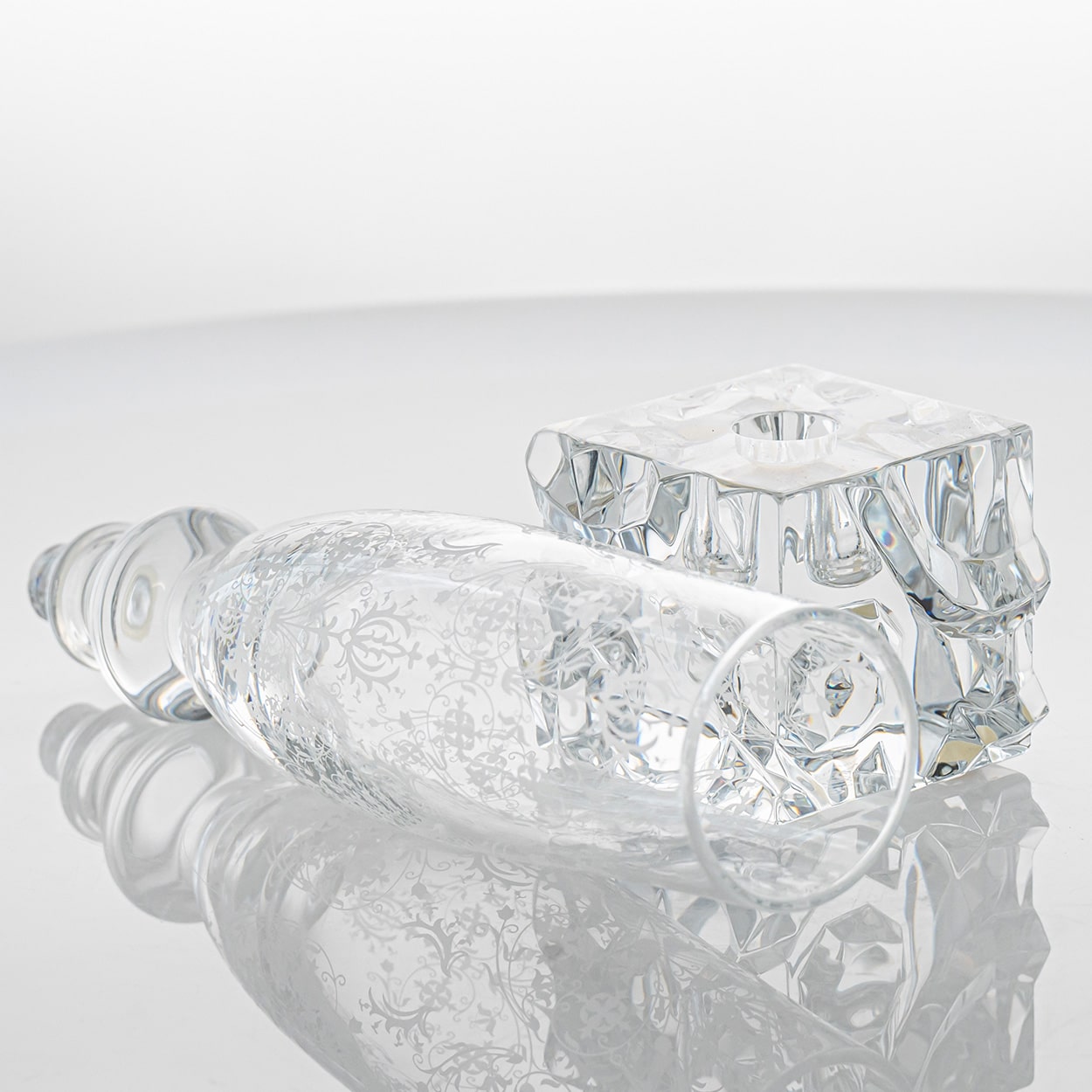 Pair of Baccarat Structured Exquisite Clear Crystal Vase, France