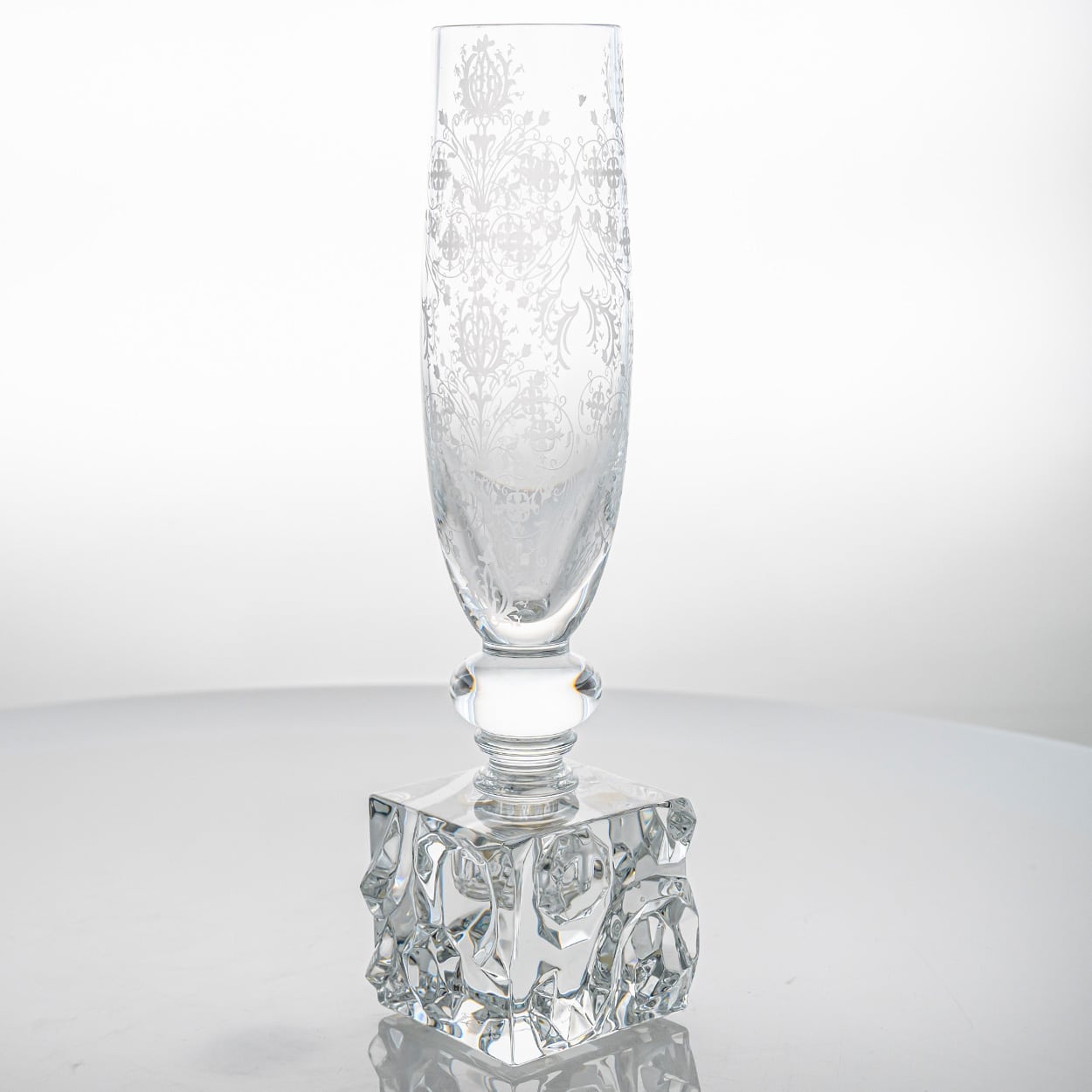 Pair of Baccarat Structured Exquisite Clear Crystal Vase, France