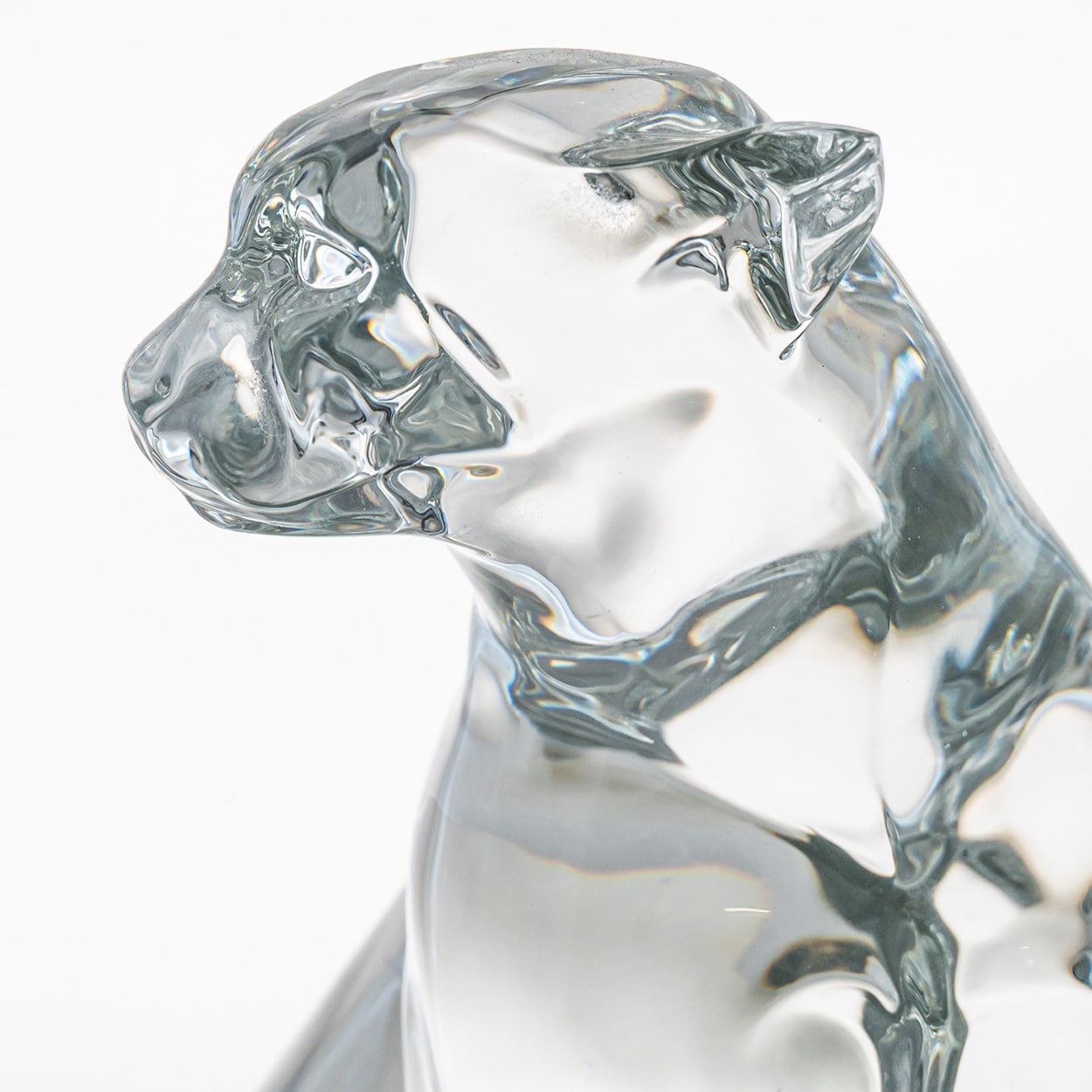 Large Baccarat Signed Crystal Leopard Sculpture, France