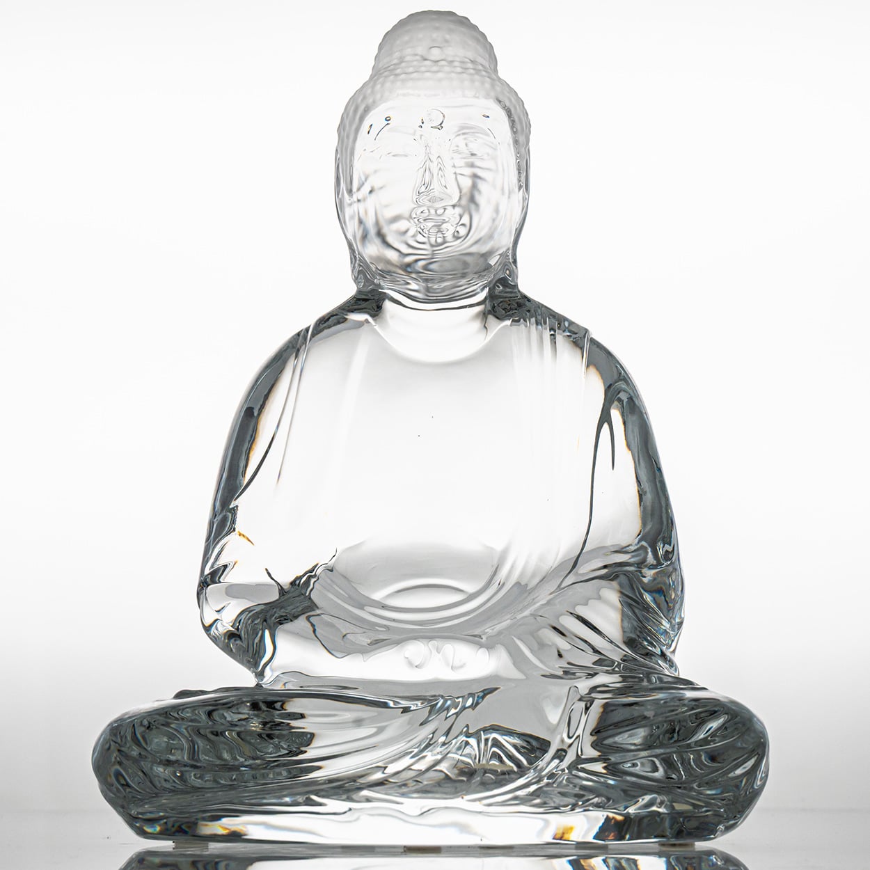 Large Baccarat Signed Crystal Buddha Sculpture, France