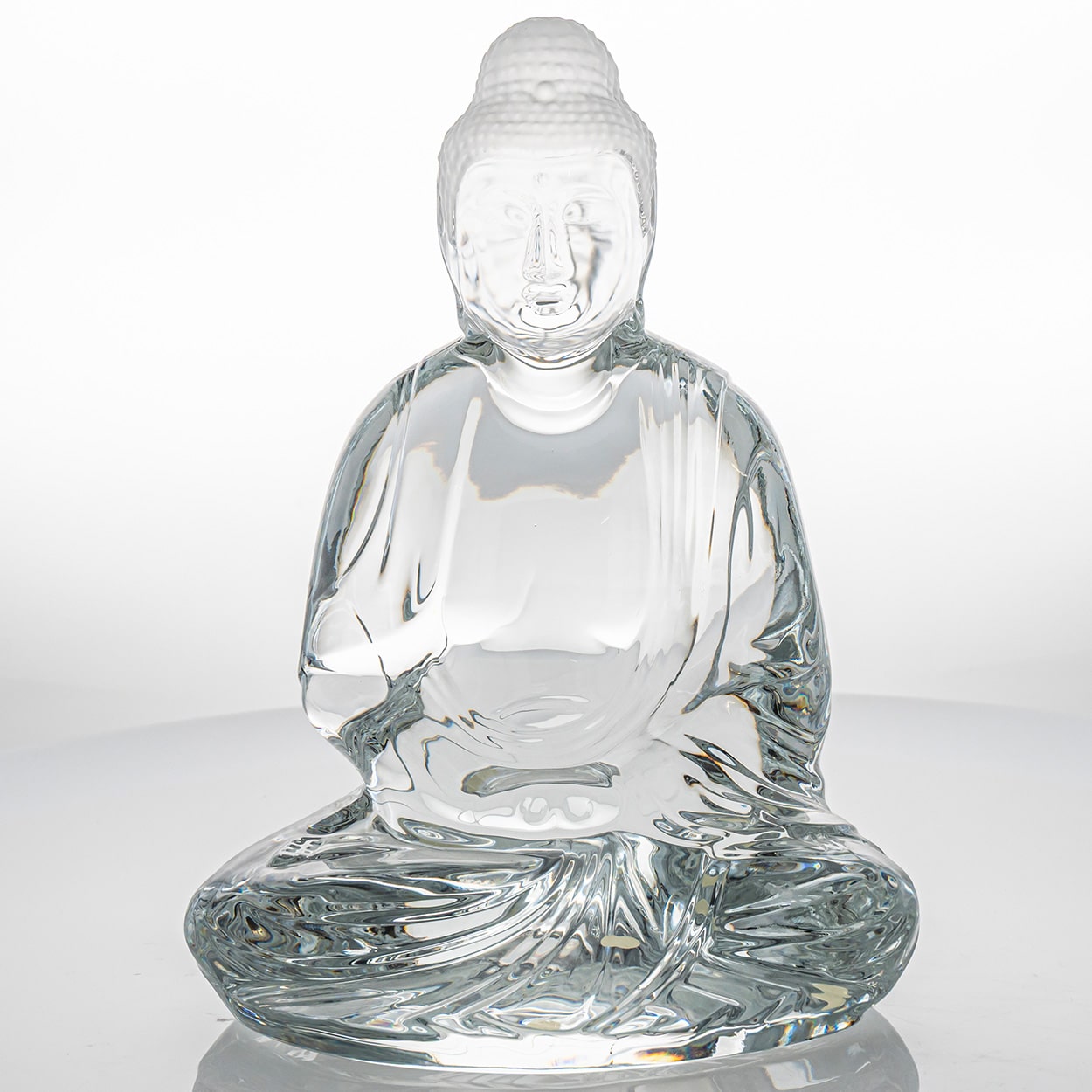Large Baccarat Signed Crystal Buddha Sculpture, France