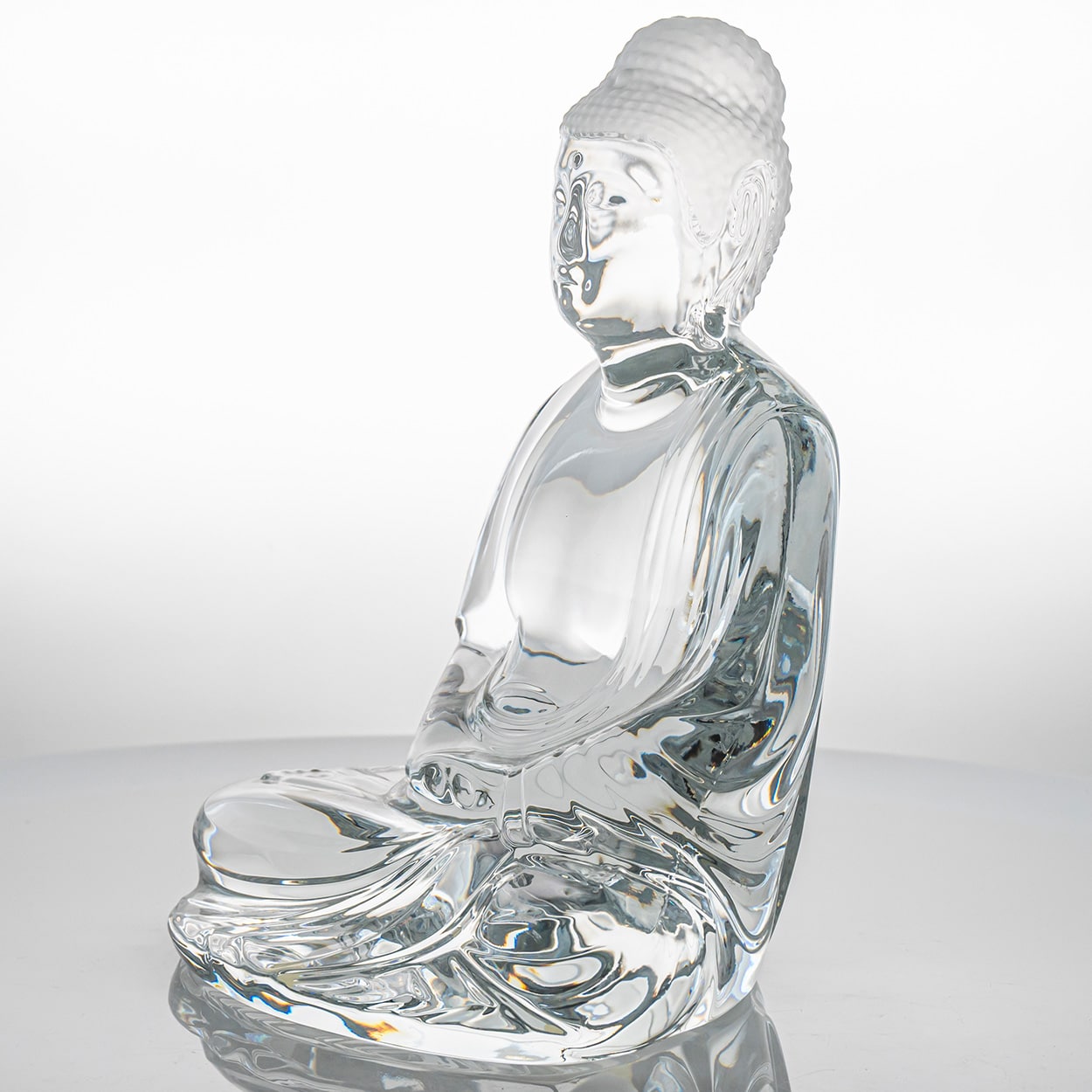 Large Baccarat Signed Crystal Buddha Sculpture, France