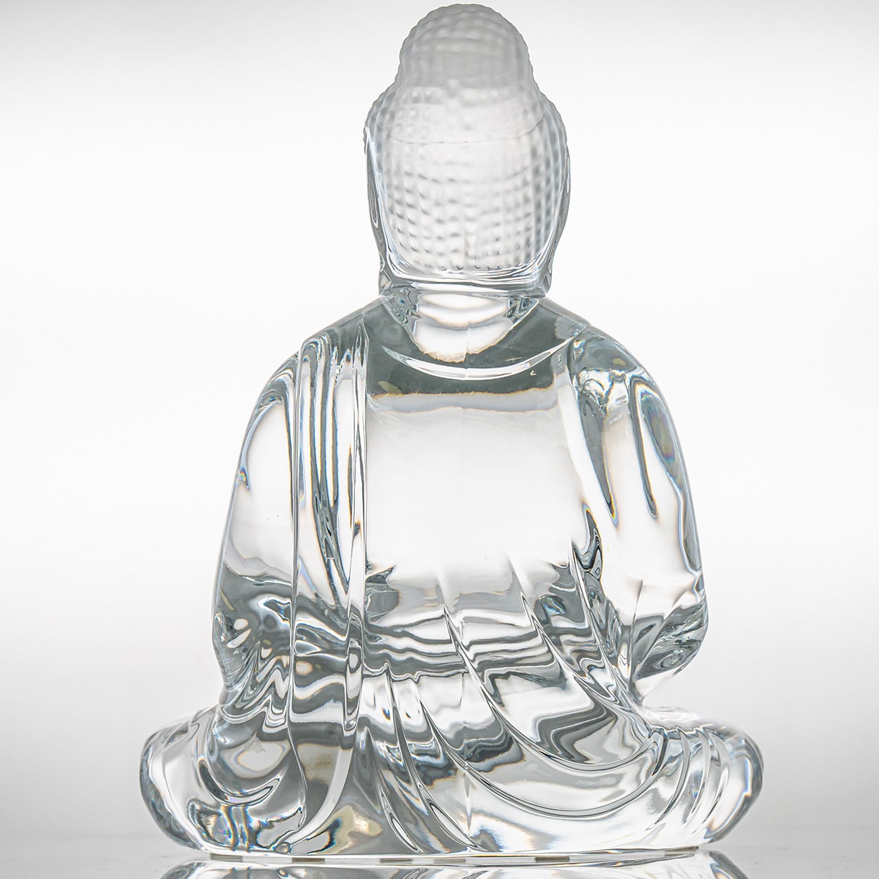 Large Baccarat Signed Crystal Buddha Sculpture, France