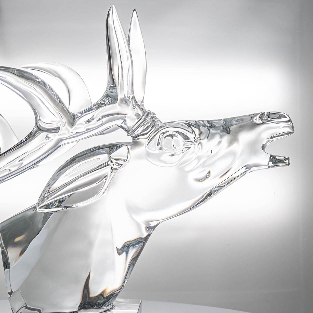 Exeptional XXL Baccarat Signed Crystal Stag Head Sculpture, France