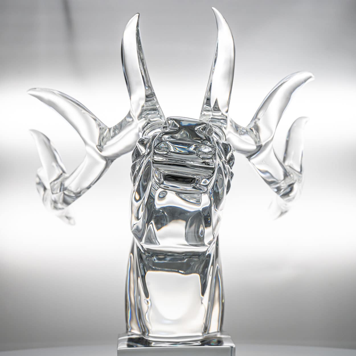 Exeptional XXL Baccarat Signed Crystal Stag Head Sculpture, France