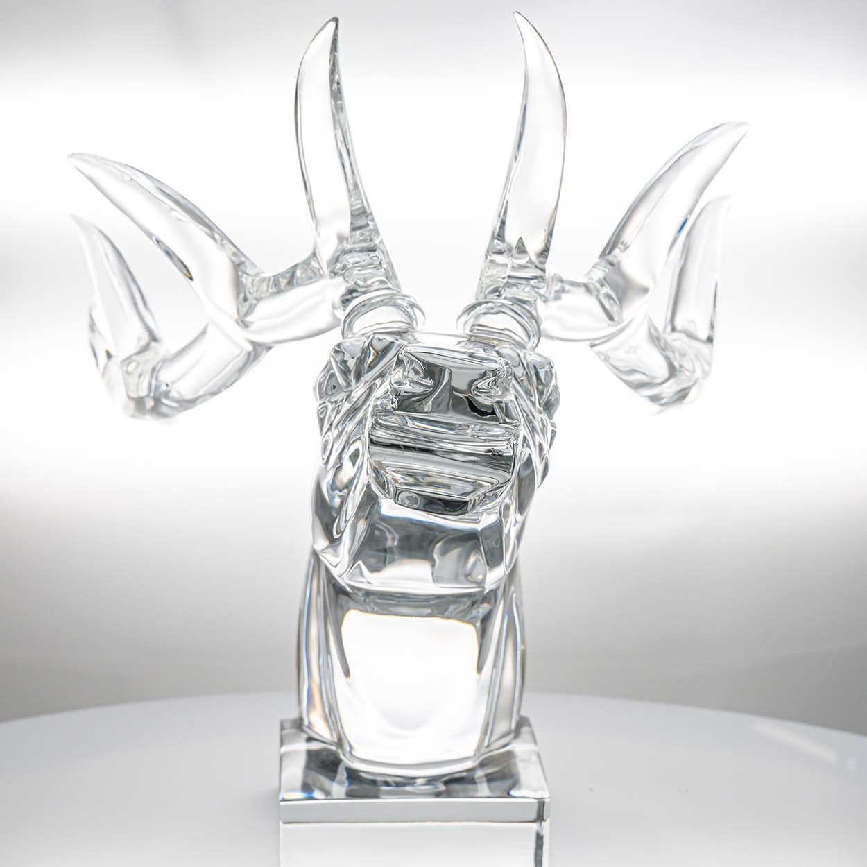 Exeptional XXL Baccarat Signed Crystal Stag Head Sculpture, France