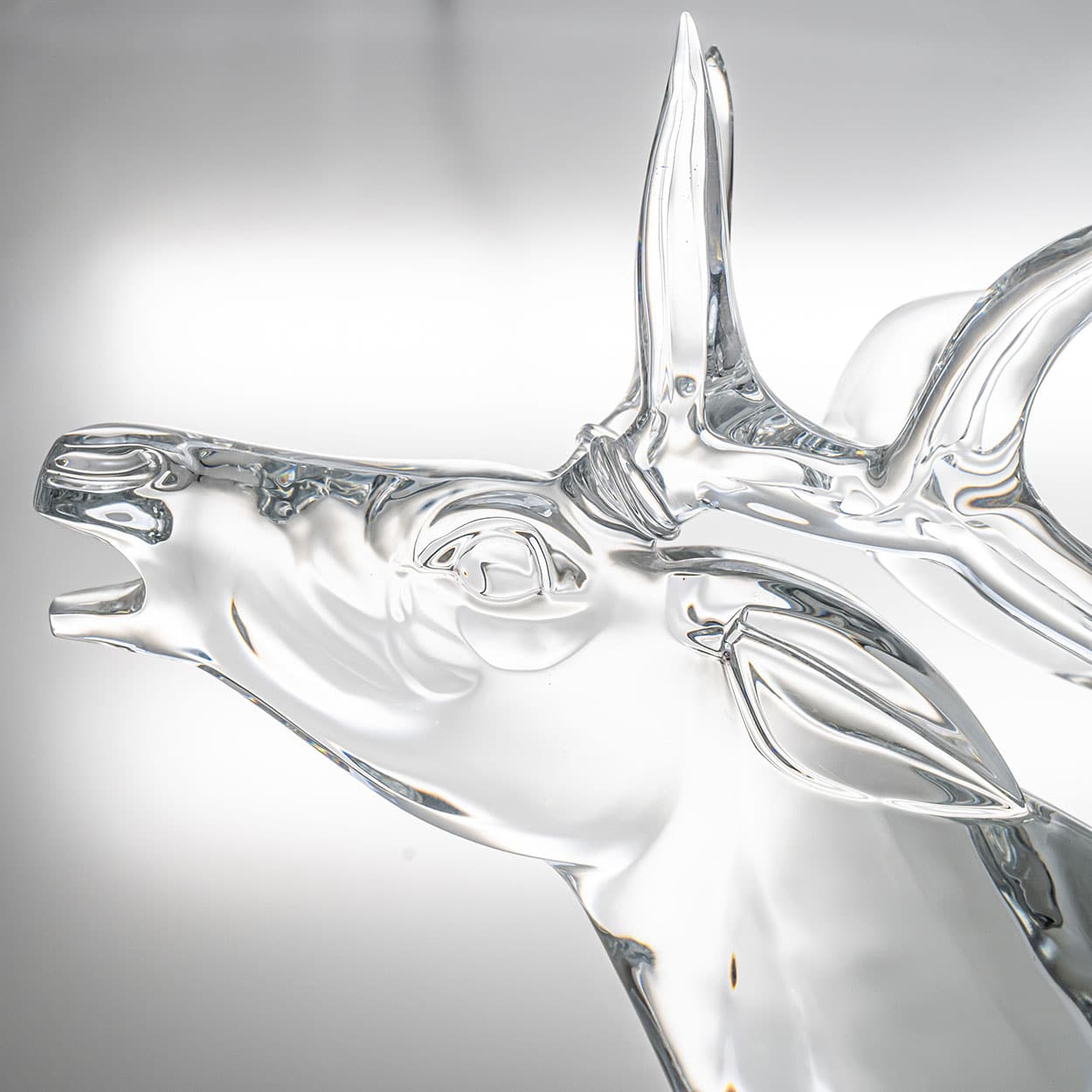 Exeptional XXL Baccarat Signed Crystal Stag Head Sculpture, France
