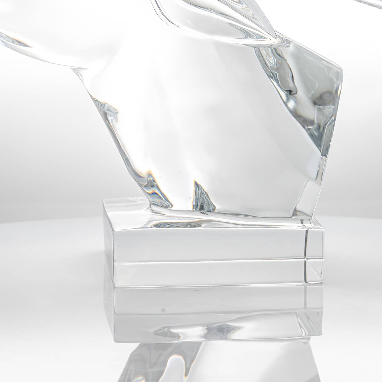 Exeptional XXL Baccarat Signed Crystal Stag Head Sculpture, France