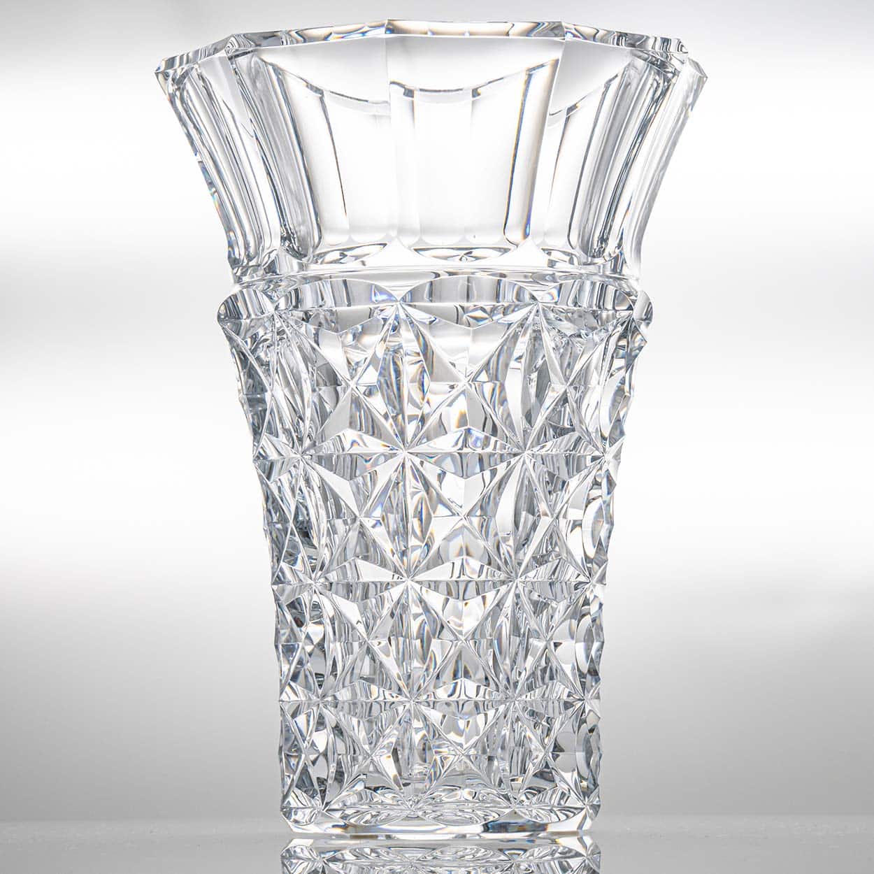 Baccarat Large Structured Tapered Clear Crystal Vase, France