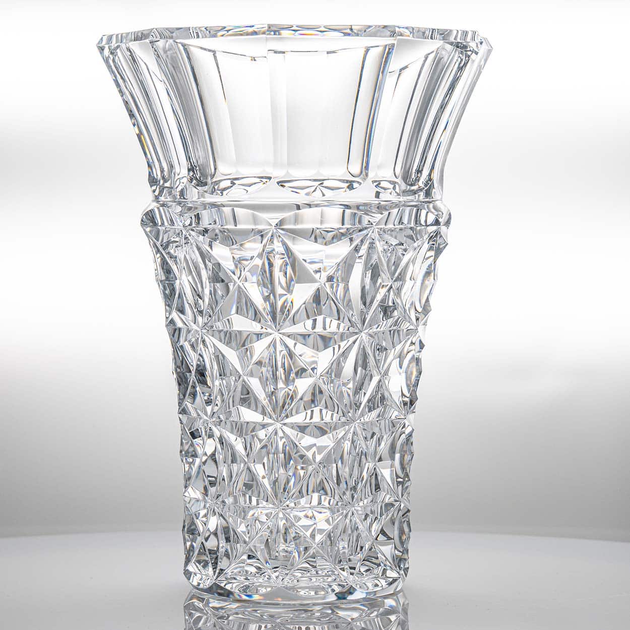 Baccarat Large Structured Tapered Clear Crystal Vase, France
