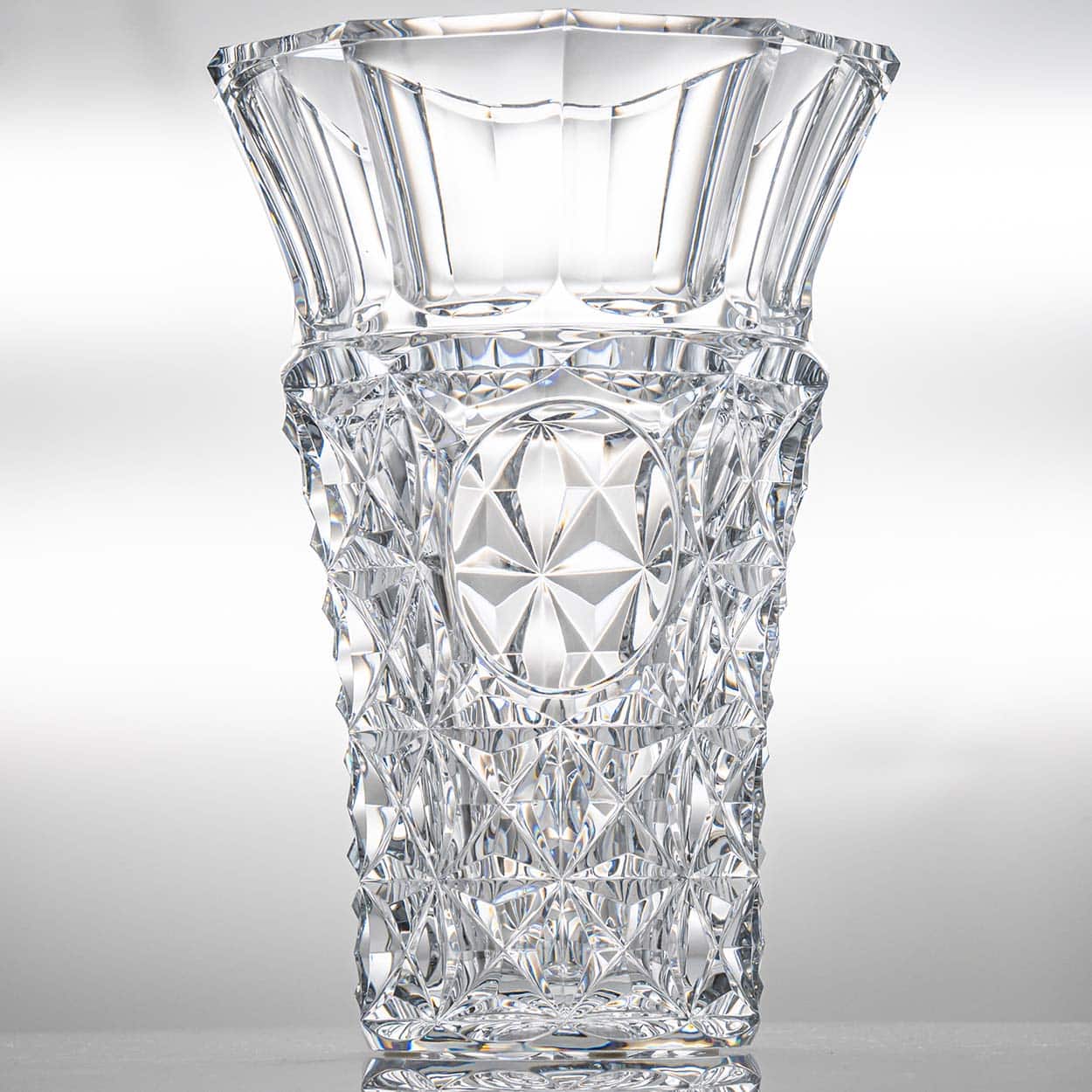 Baccarat Large Structured Tapered Clear Crystal Vase, France