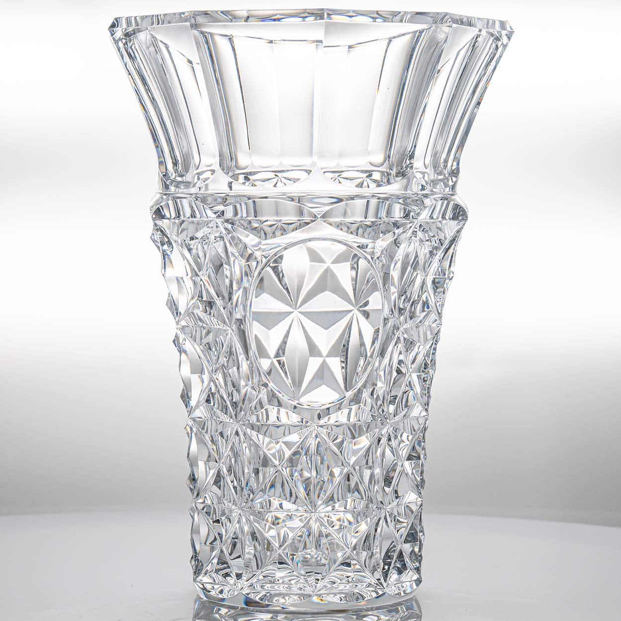 Baccarat Large Structured Tapered Clear Crystal Vase, France